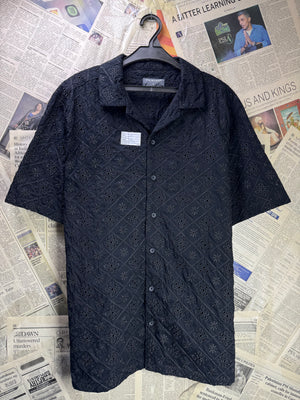Primark® Large | Chest 23” | Black | Open - Knit Shirt | Cotton | 4565 - Genuine Maal