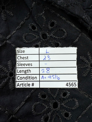 Primark® Large | Chest 23” | Black | Open - Knit Shirt | Cotton | 4565 - Genuine Maal
