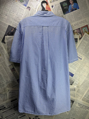 Land's End® Large | Chest 24” | Blue Stripe Seersucker | Collar 16.5" Shirt | Cotton | 4357 - Genuine Maal