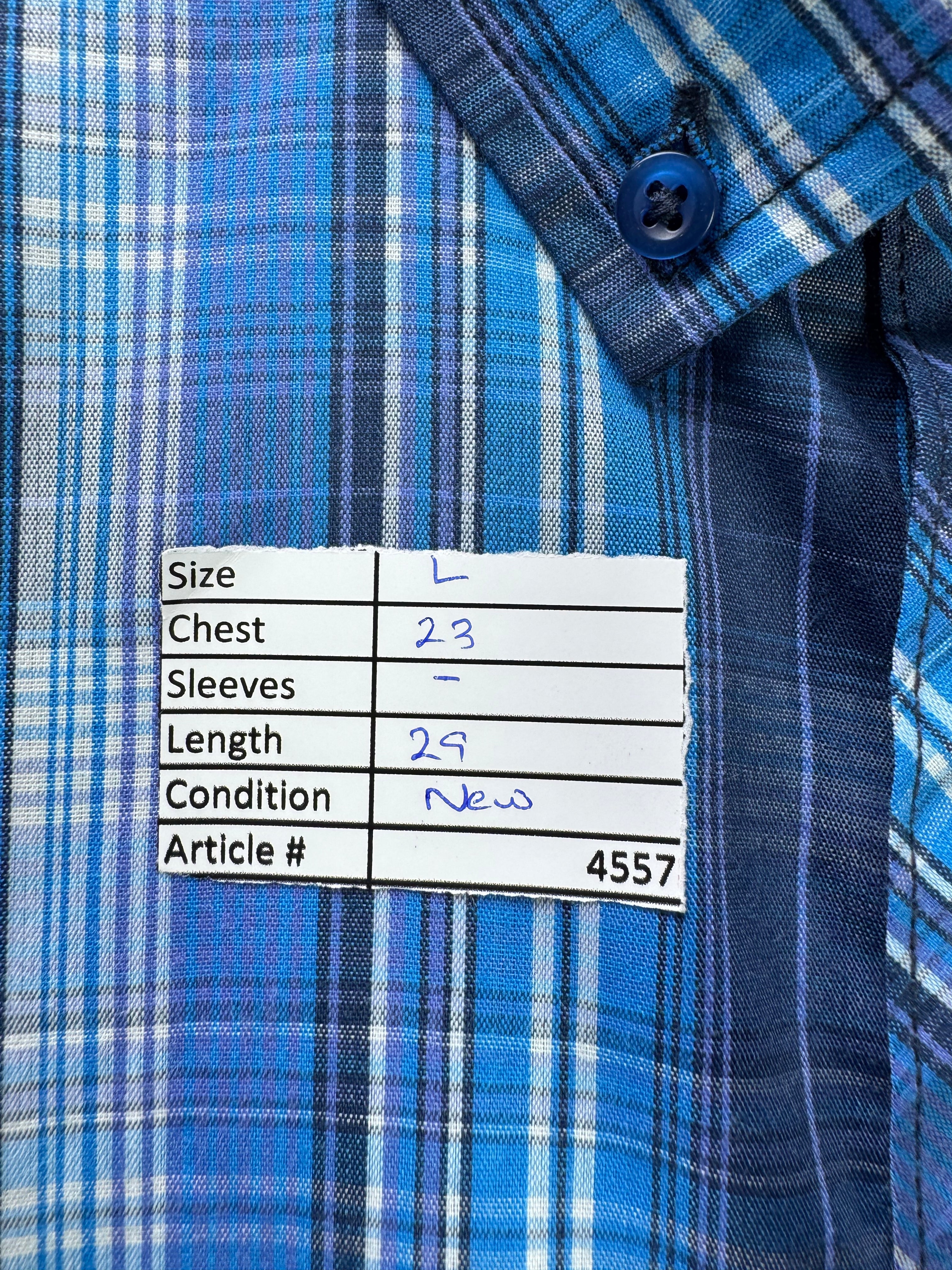 Peacock® Large | Chest 23” | Blue Plaid | Shirt | Poly | 4557 - Genuine Maal