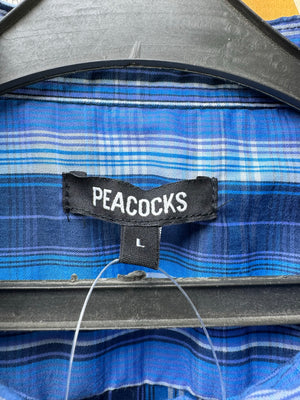 Peacock® Large | Chest 23” | Blue Plaid | Shirt | Poly | 4557 - Genuine Maal
