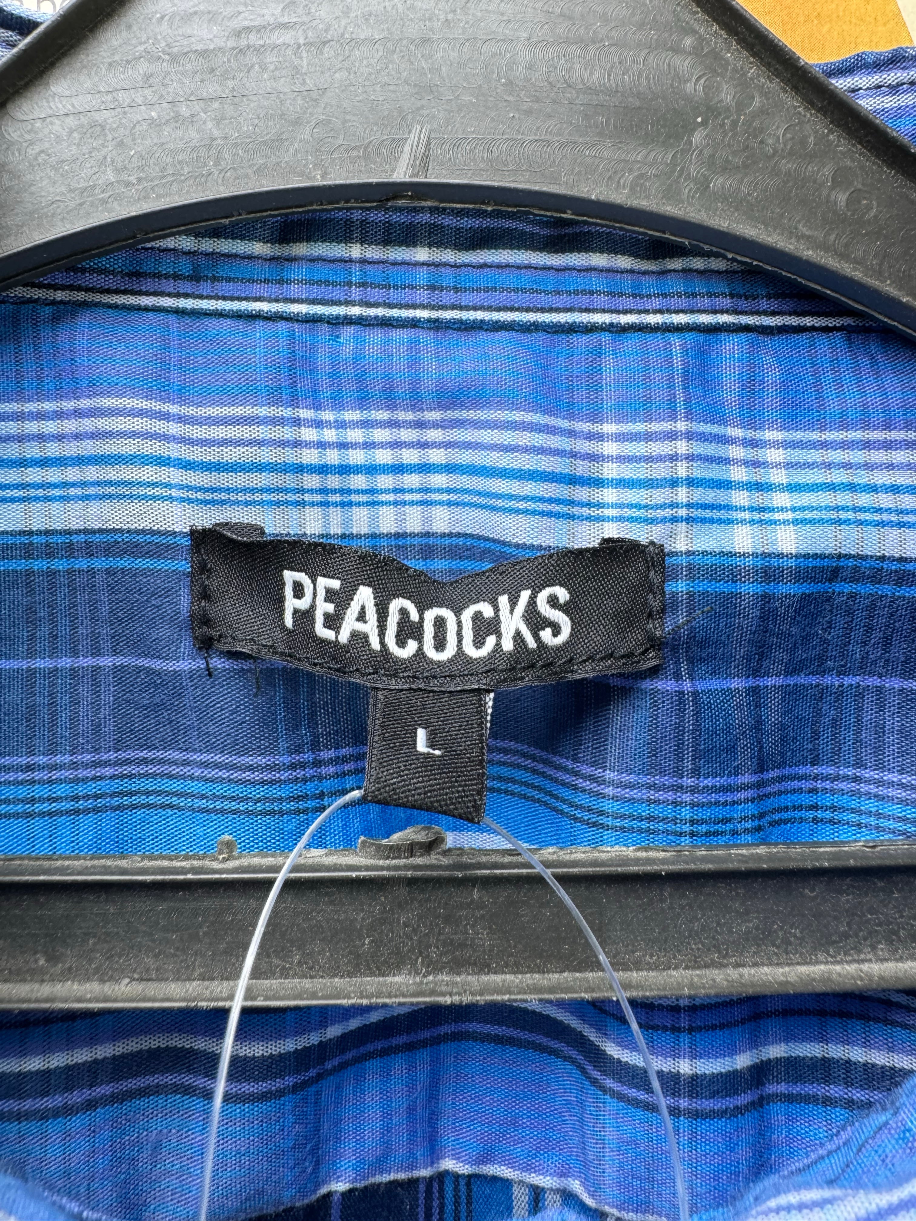 Peacock® Large | Chest 23” | Blue Plaid | Shirt | Poly | 4557 - Genuine Maal