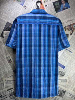 Peacock® Large | Chest 23” | Blue Plaid | Shirt | Poly | 4557 - Genuine Maal