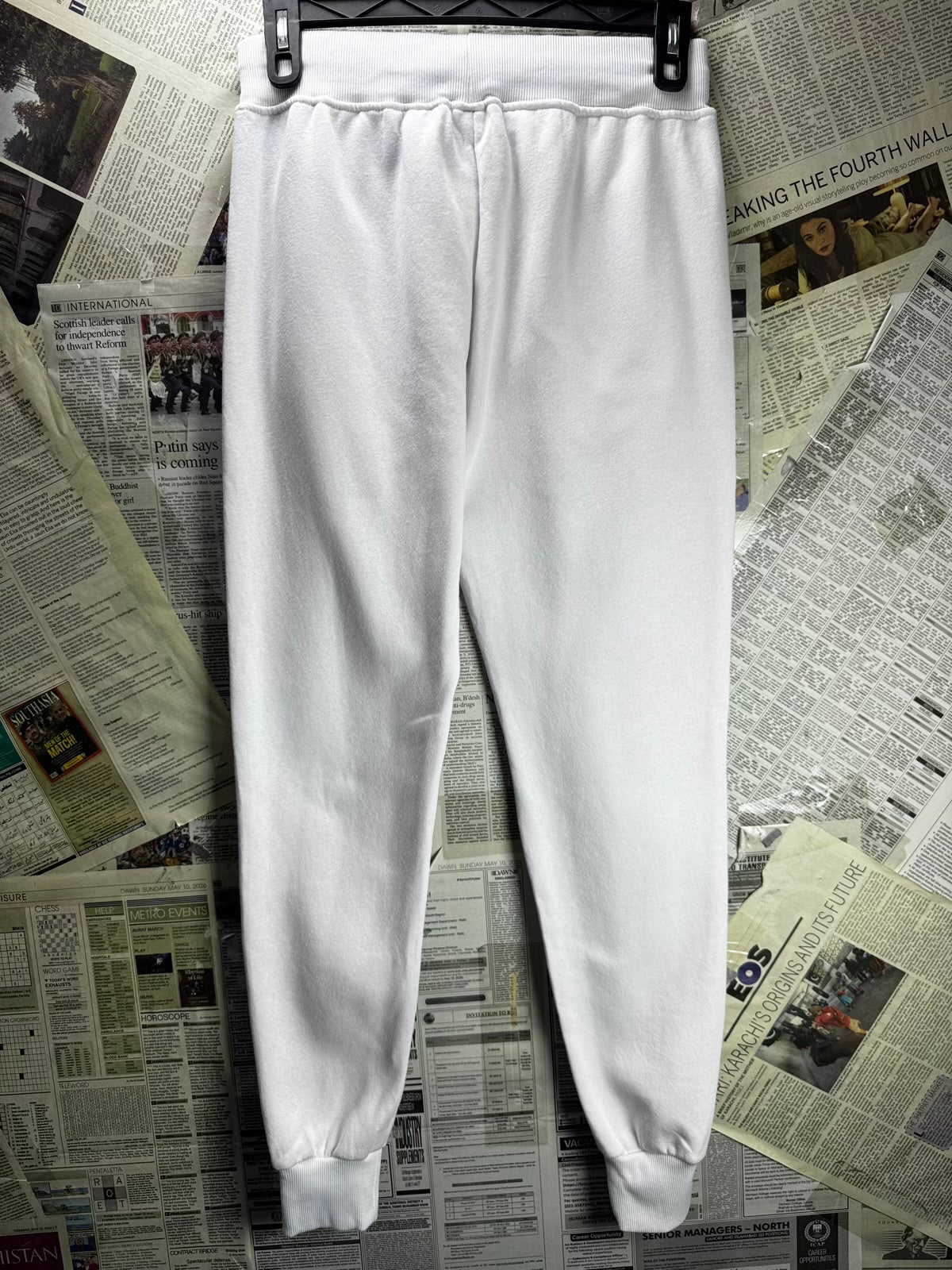 ® Waist: 32" to 34" | White | Inner Fleece Trousers | Cotton-Poly | M33 - 8453