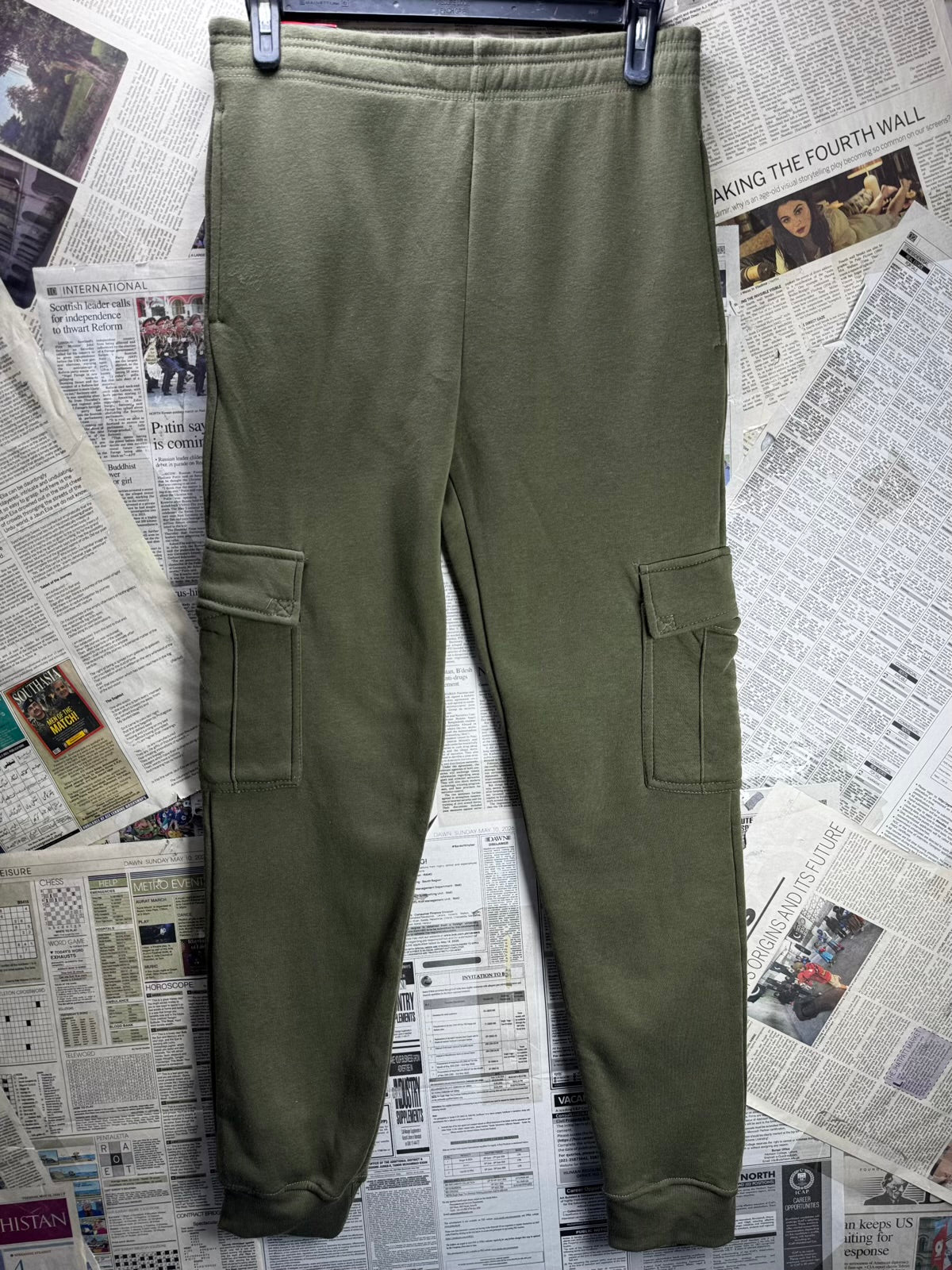 Cougar Sport® Waist: 32" to 34" | Olive | Inner Fleece Cargo Trousers | Poly | M33 - 8454