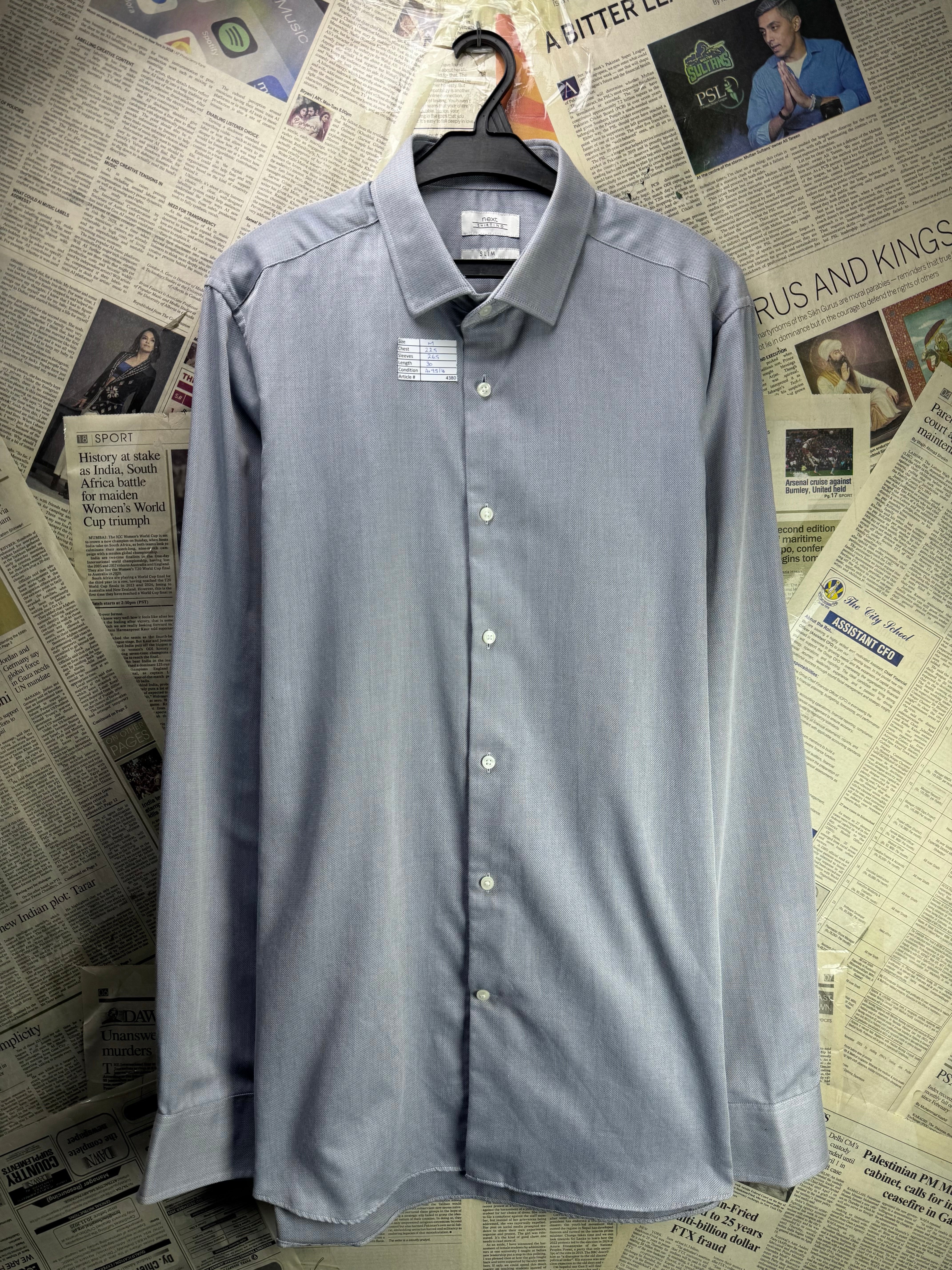 Next® Medium | Chest: 22.5" | Silver | Collar 16" Shirt | Poly - Cotton | 4380 - Genuine Maal