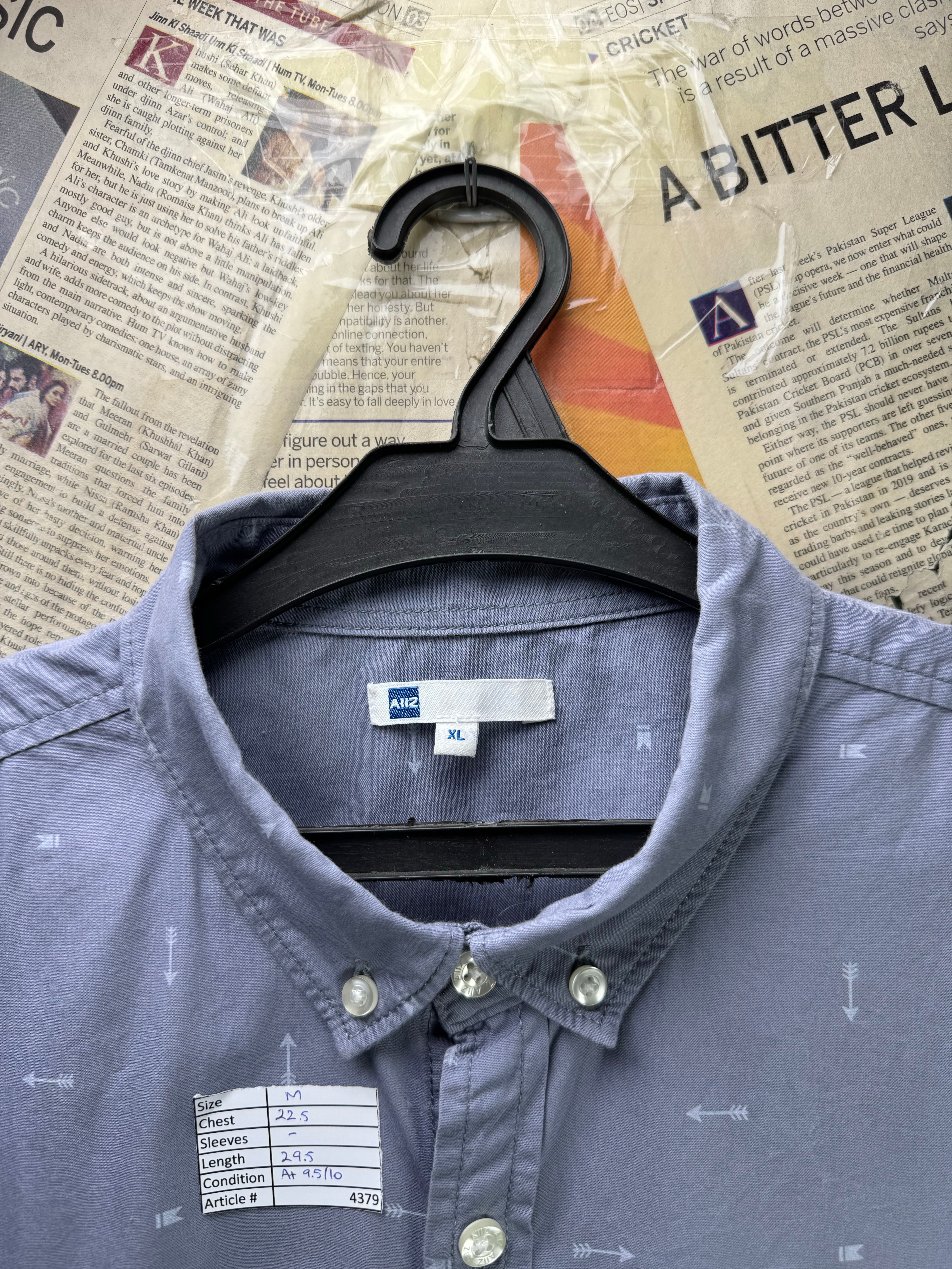ANZ® Medium | Chest: 22.5" | Grey | Shirt | Cotton | 4379 - Genuine Maal