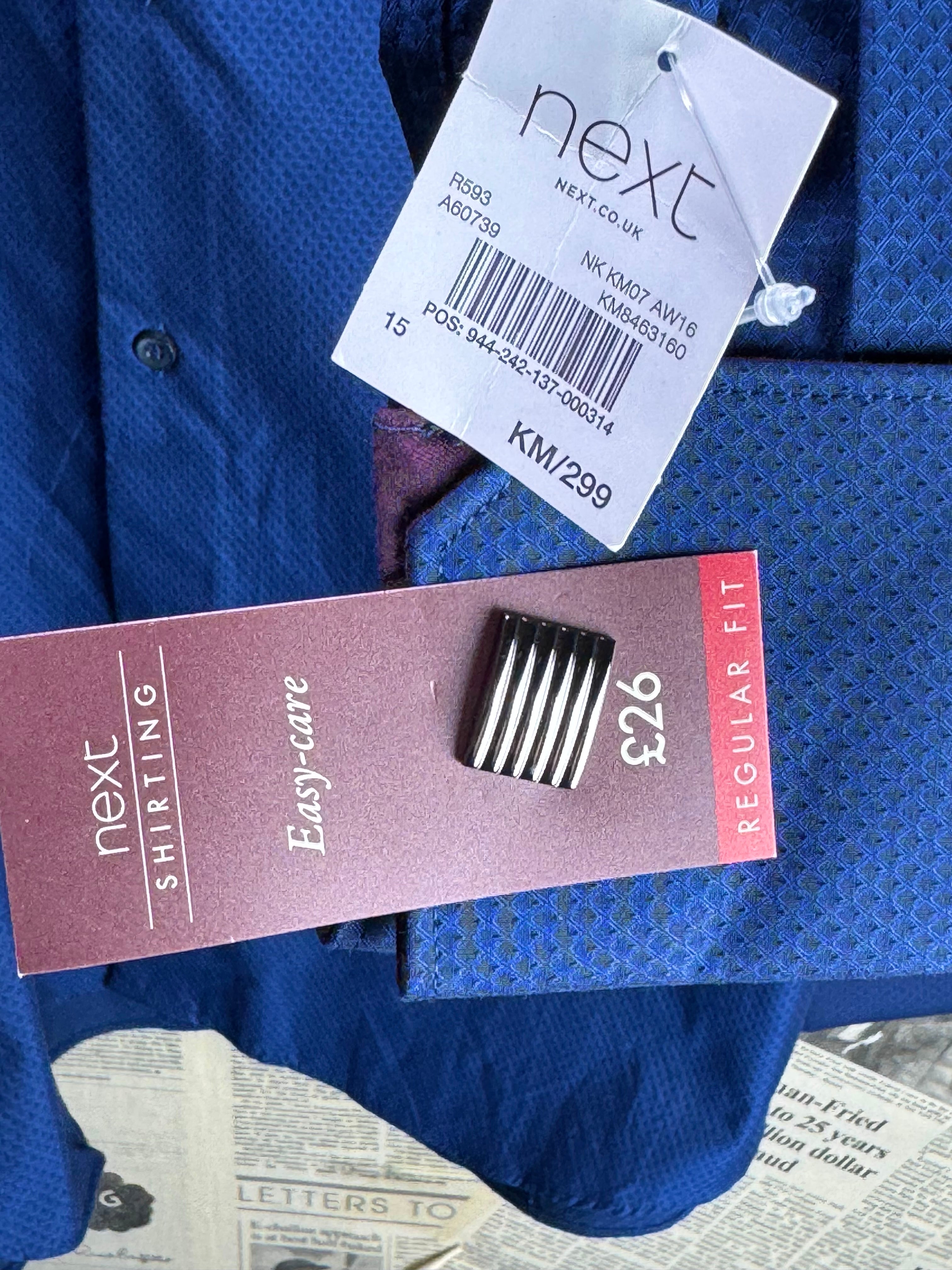 Next® Small | Chest: 20.5" | Blue | Collar 15" Shirt | Poly - Cotton | 4385 - Genuine Maal