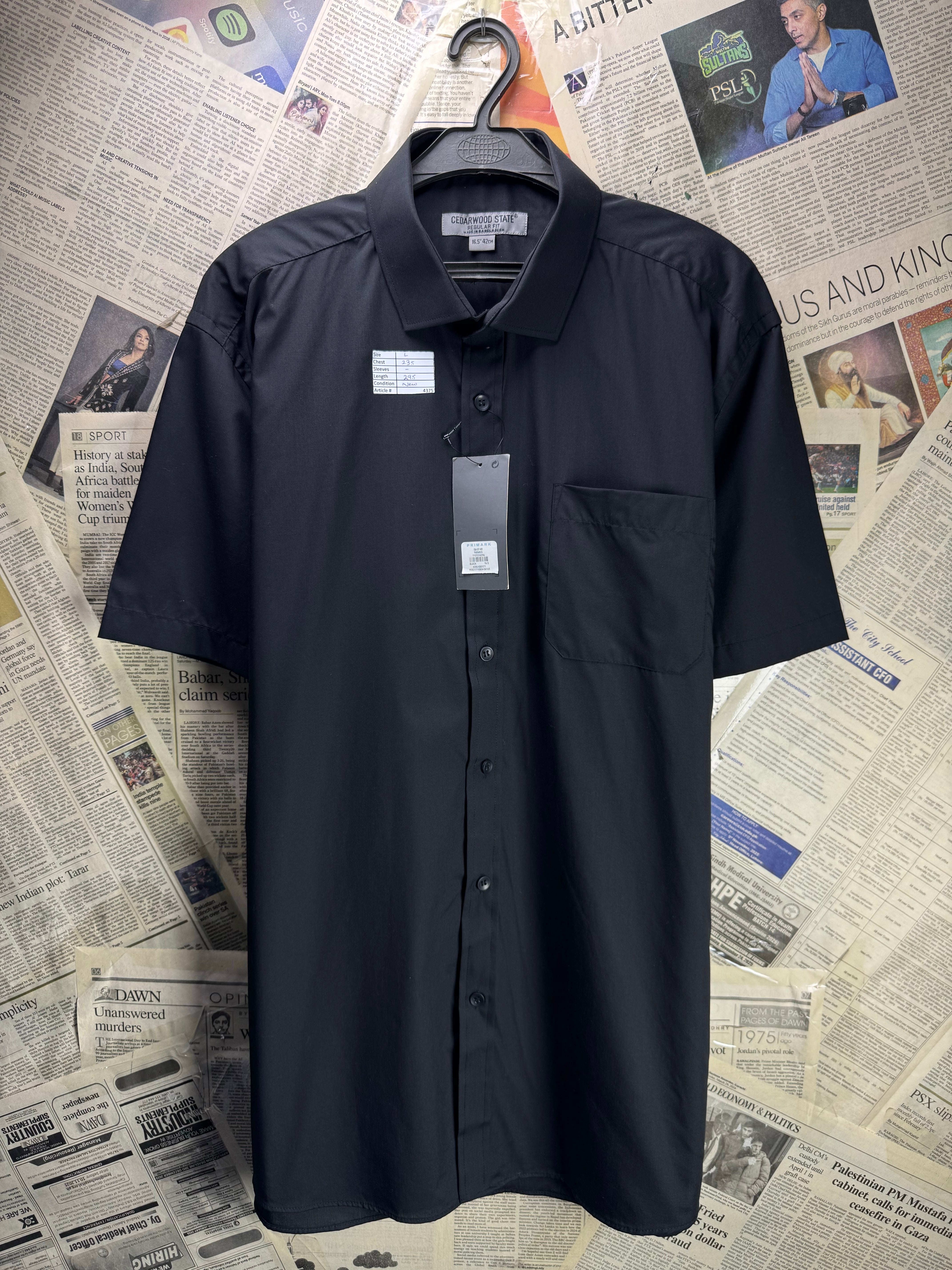 Cedarwood® Large | Chest 23.5” | Black | Collar 16.5" | Shirt | Poly - Cotton | 4375 - Genuine Maal