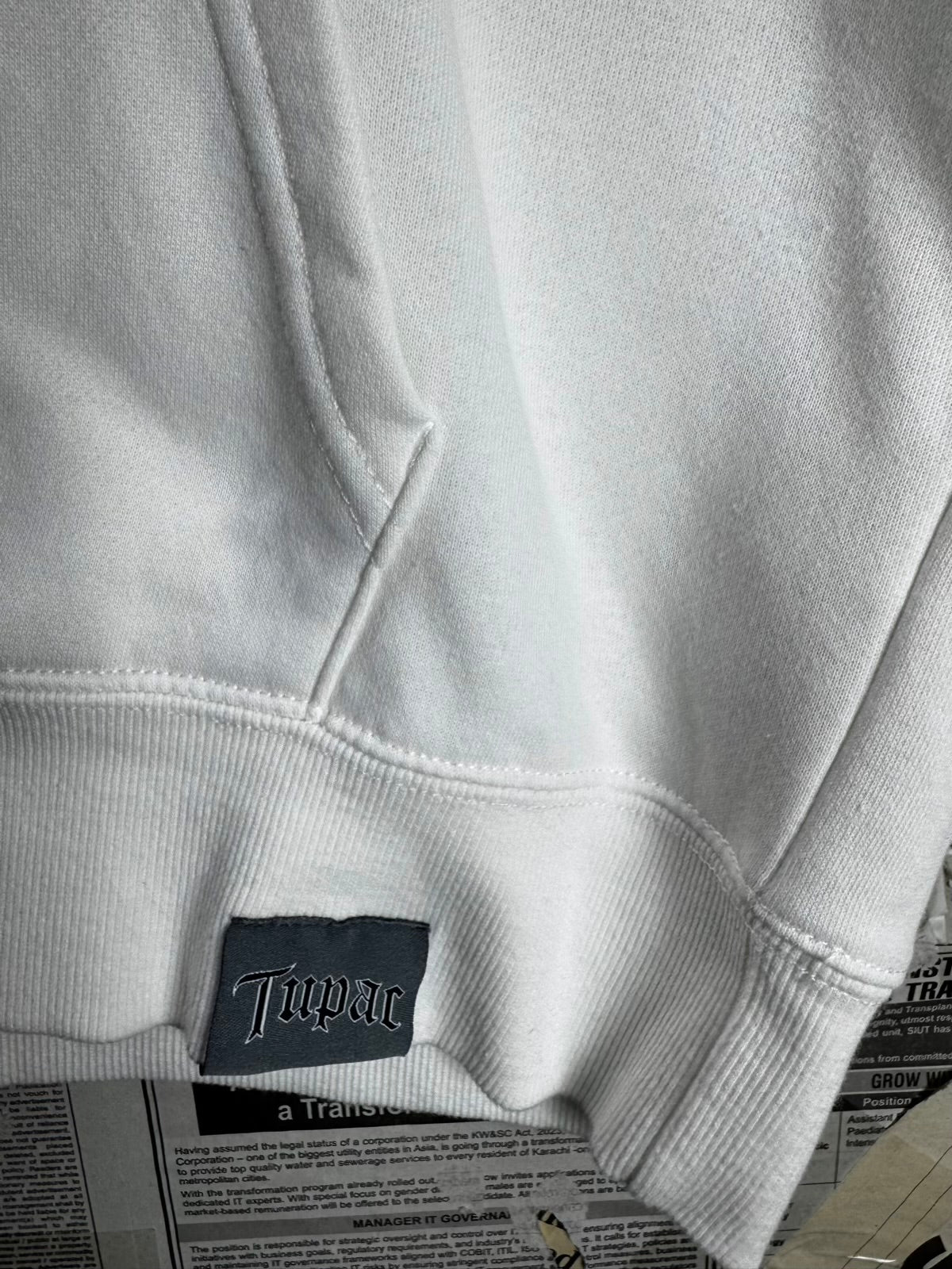 Tupac® Large | Chest: 24" | White | Inner Fleece Tanktop Hoodie Pullover | Cotton-Poly | M46 - 8245