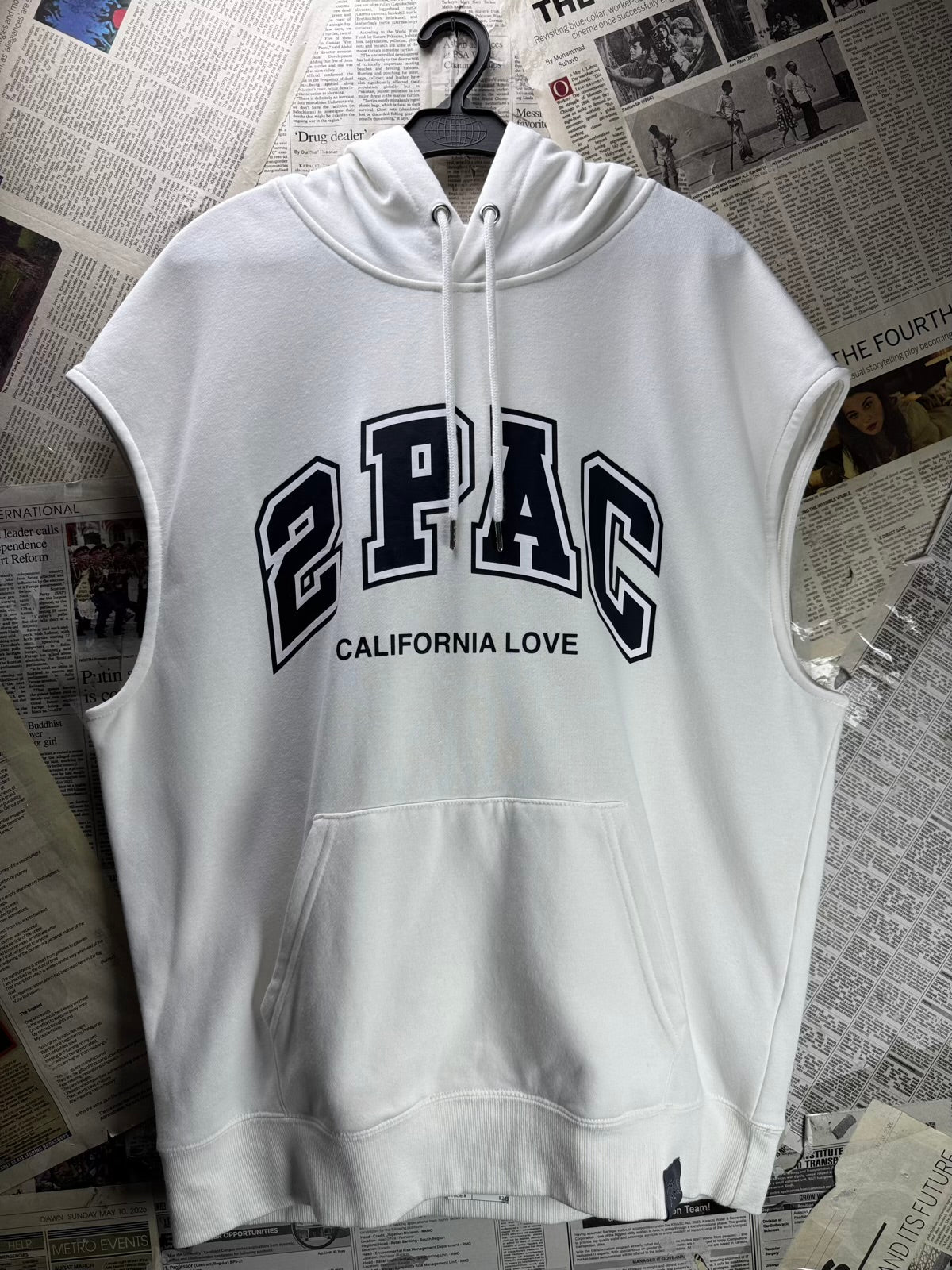 Tupac® Large | Chest: 24" | White | Inner Fleece Tanktop Hoodie Pullover | Cotton-Poly | M46 - 8245