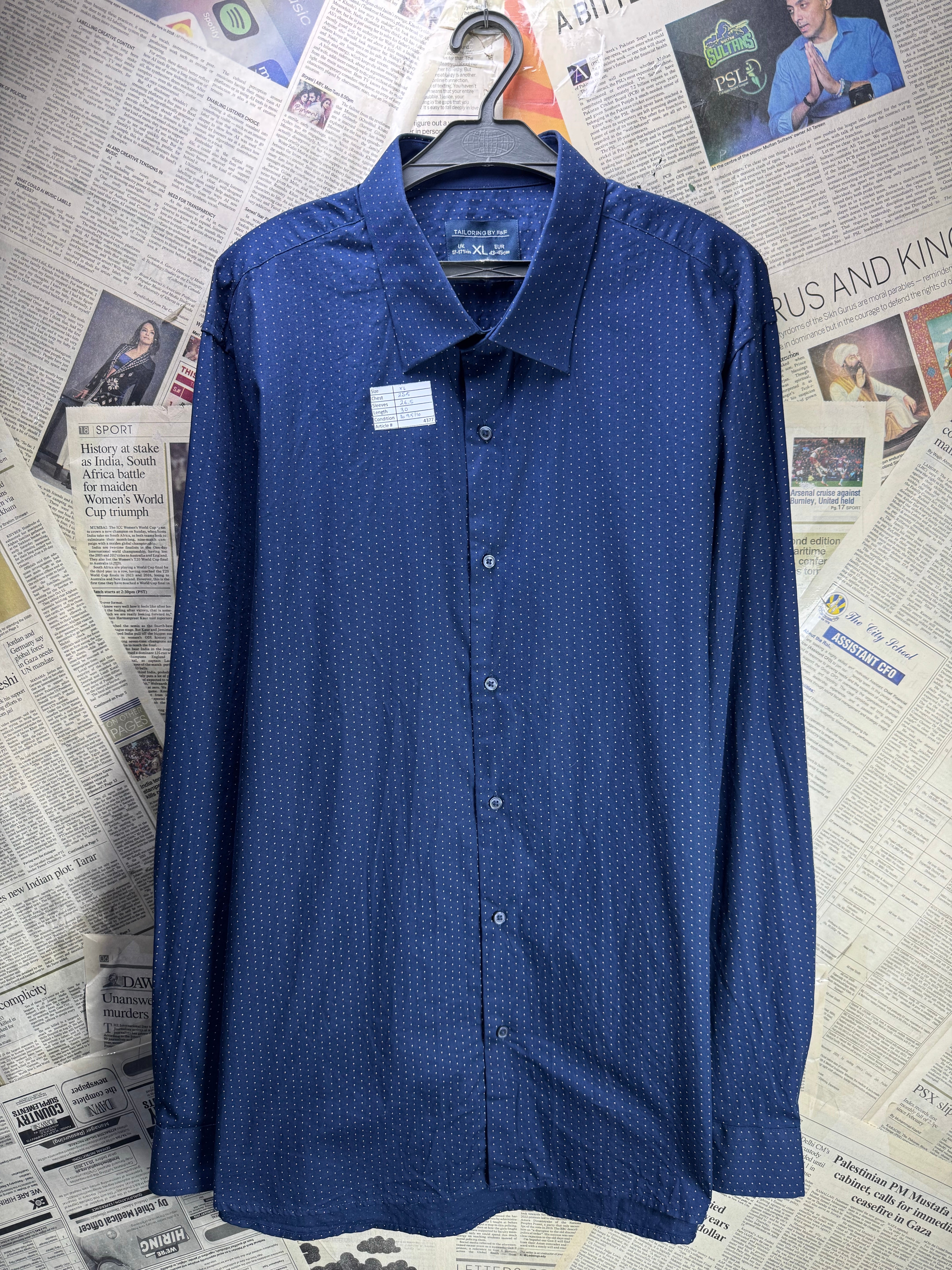 F&F® XL | Chest: 25.5" | Blue with Polka Dots | Shirt | Cotton | 4377 - Genuine Maal