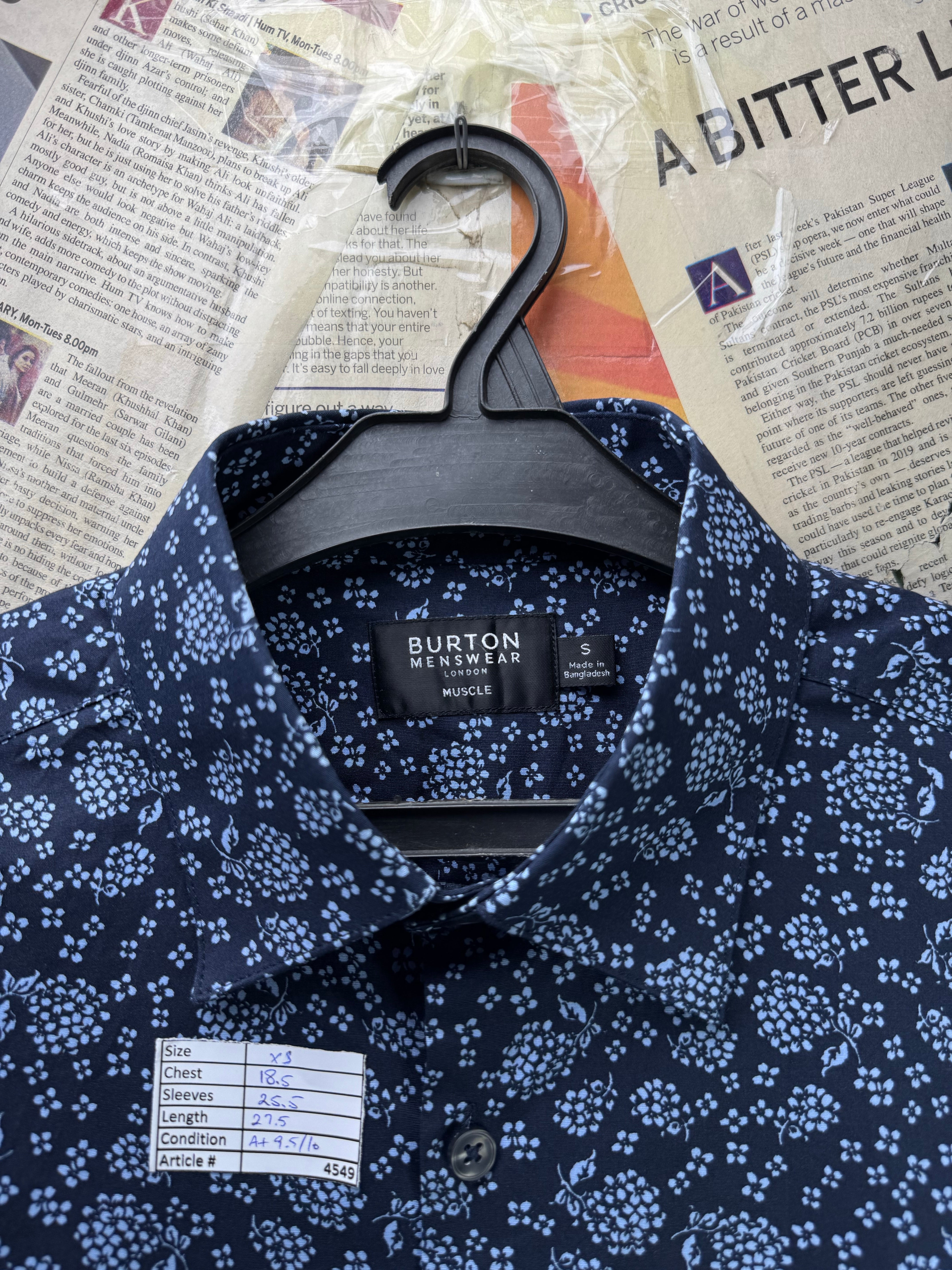Burton® XS | Chest: 18.5" | Floral | Muscle Fit Shirt | Cotton - Elastane | 4549 - Genuine Maal