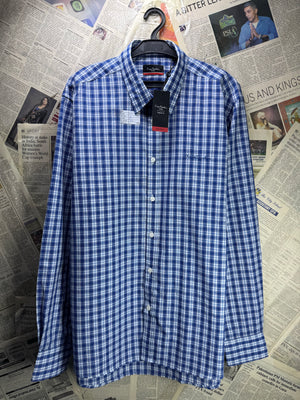 Pierre Cardin® Medium | Chest: 22.5" | Blue Check | Shirt | Poly - Cotton | 4360 - Genuine Maal
