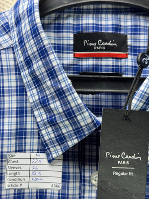Pierre Cardin® Medium | Chest: 22.5" | Blue Check | Shirt | Poly - Cotton | 4360 - Genuine Maal