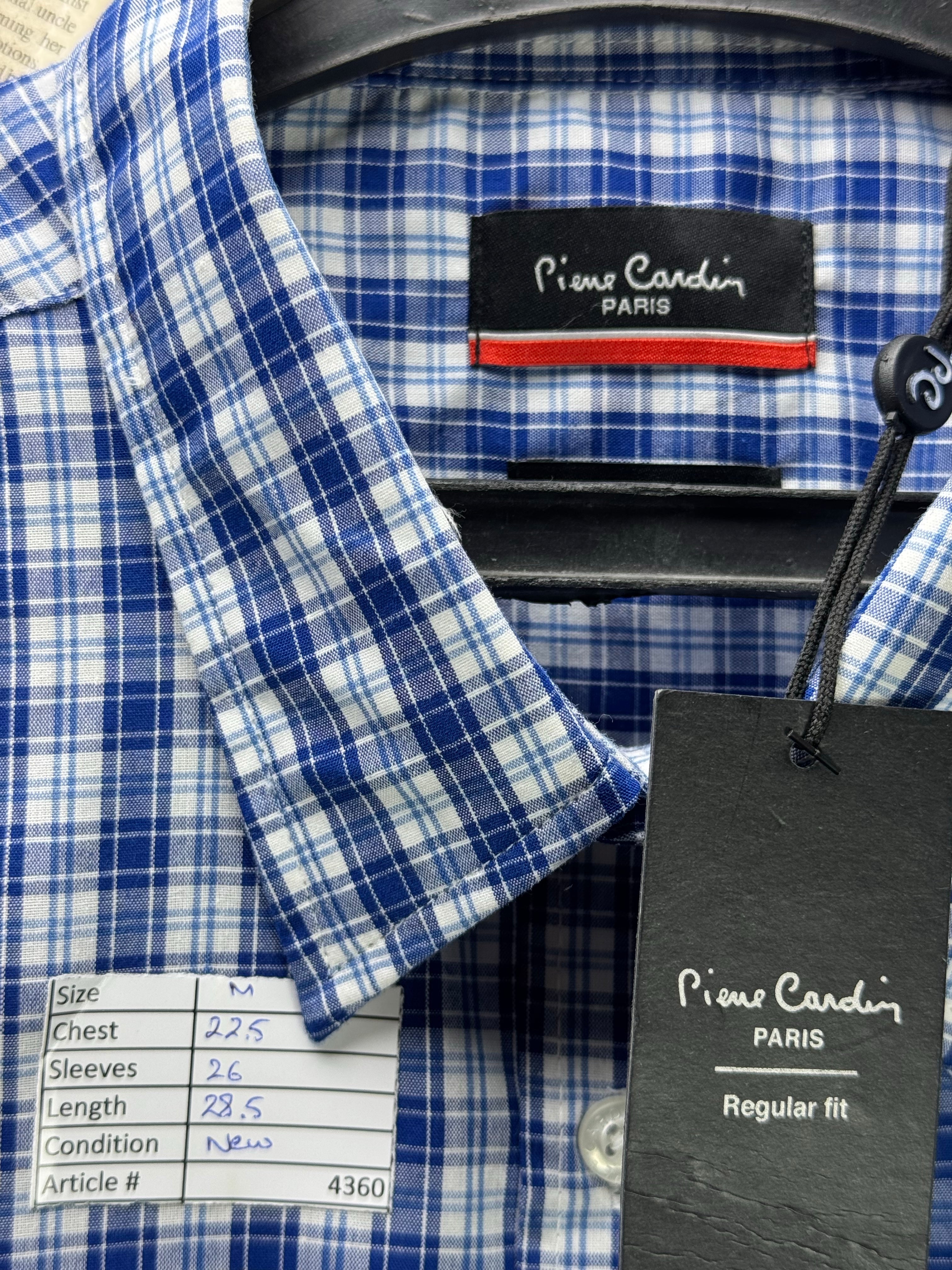 Pierre Cardin® Medium | Chest: 22.5" | Blue Check | Shirt | Poly - Cotton | 4360 - Genuine Maal