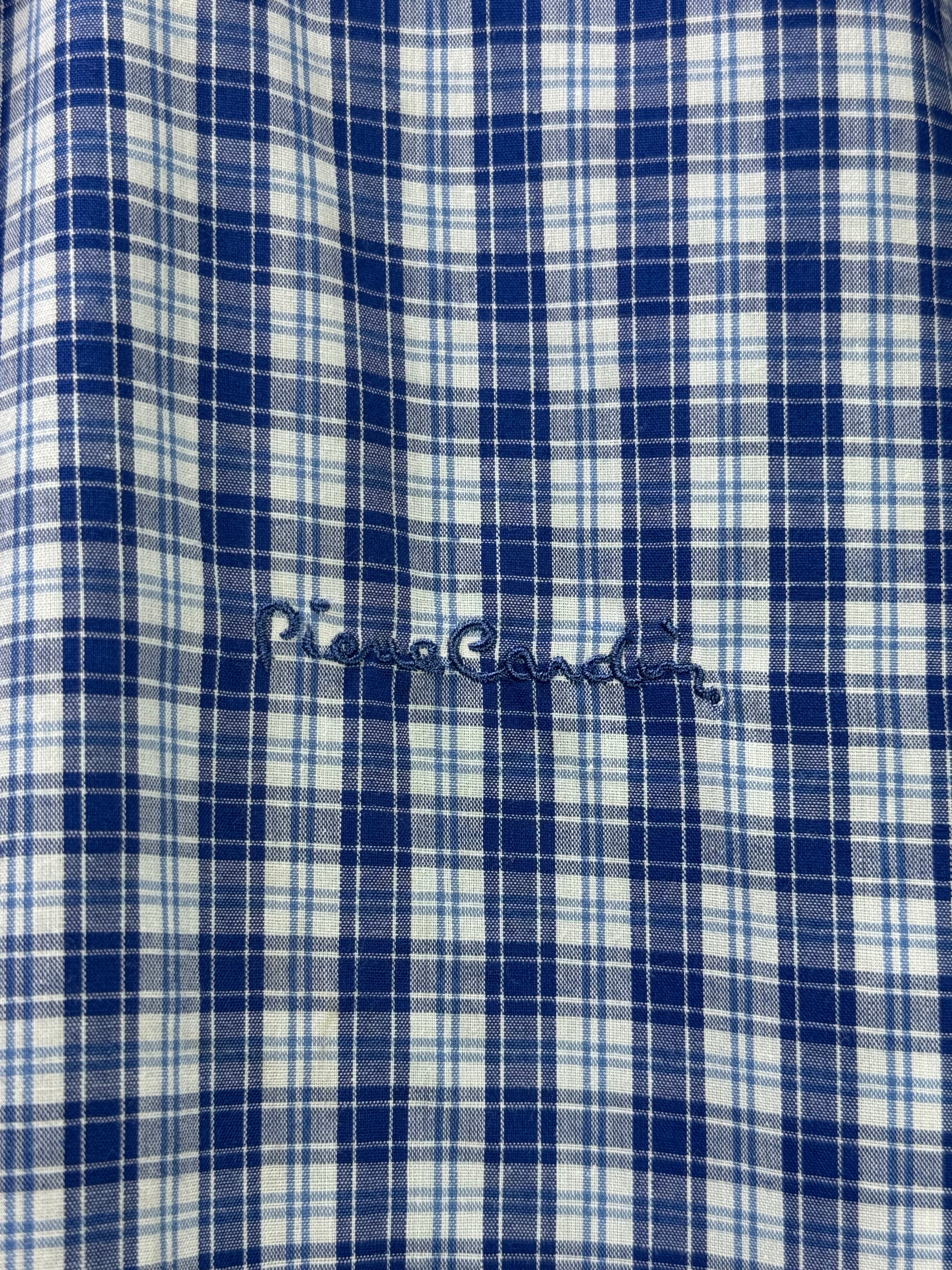 Pierre Cardin® Medium | Chest: 22.5" | Blue Check | Shirt | Poly - Cotton | 4360 - Genuine Maal