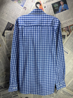 Pierre Cardin® Medium | Chest: 22.5" | Blue Check | Shirt | Poly - Cotton | 4360 - Genuine Maal