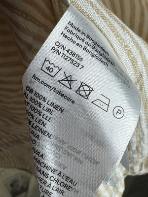 H&M® Small | Chest: 20" | Beige Stripe | Shirt | Linen | 4731 - Genuine Maal