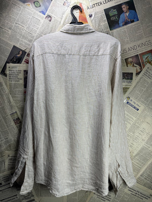 H&M® Small | Chest: 20" | Beige Stripe | Shirt | Linen | 4731 - Genuine Maal