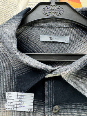 Tu® Medium | Chest: 21.5" | Grey Plaid | Flannel Shirt | Cotton | 4715 - Genuine Maal