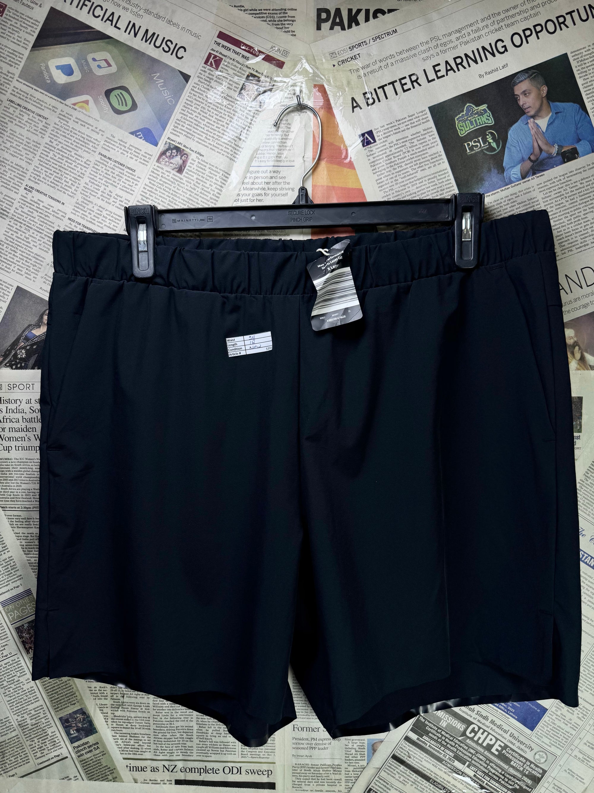 INOC® Waist: 38" | Black | Gym Shorts | Poly - Elastane | 1193 - Genuine Maal