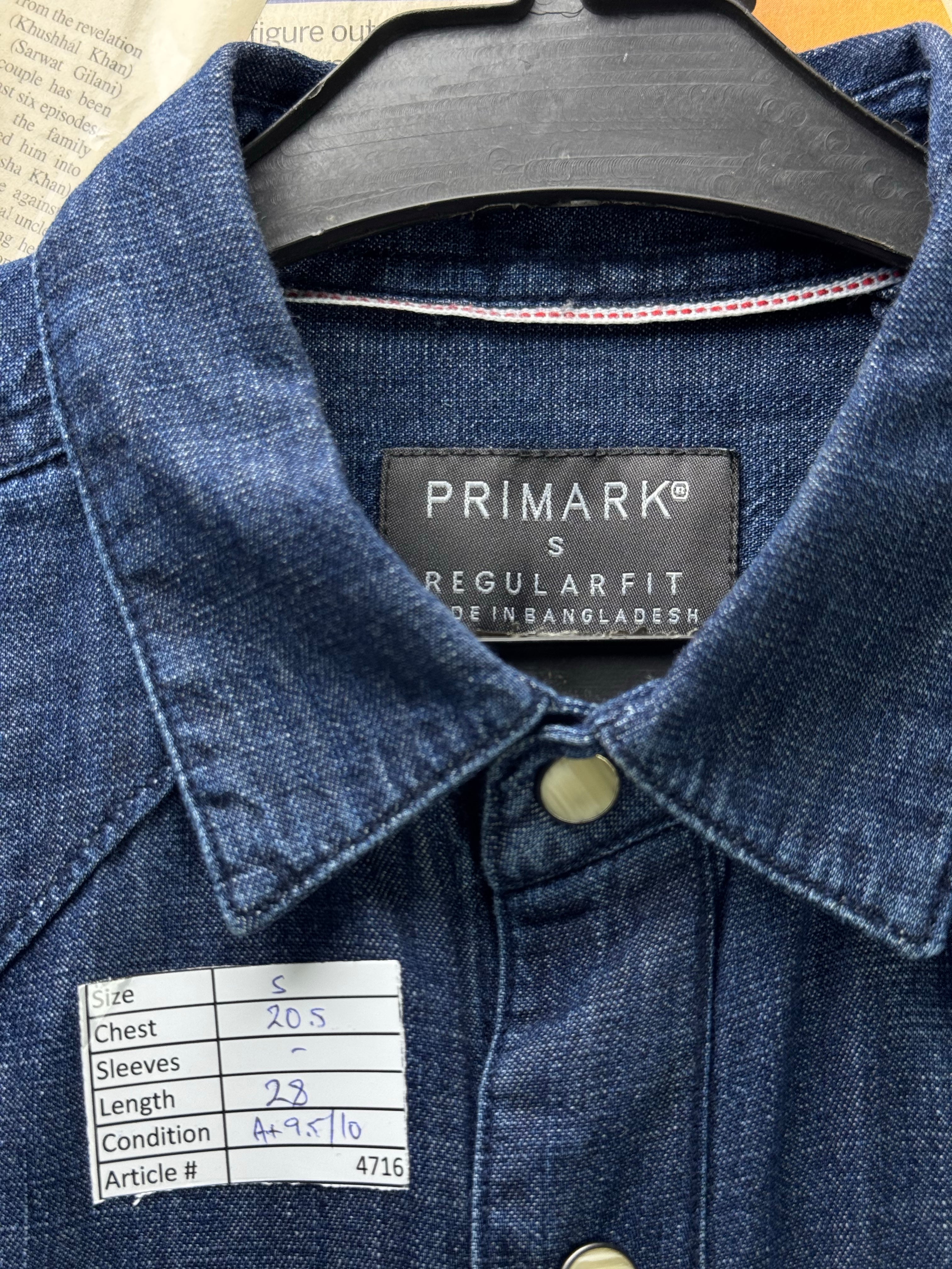 Primark® Small | Chest: 20.5" | Blue | Denim Shirt | Cotton | 4716 - Genuine Maal