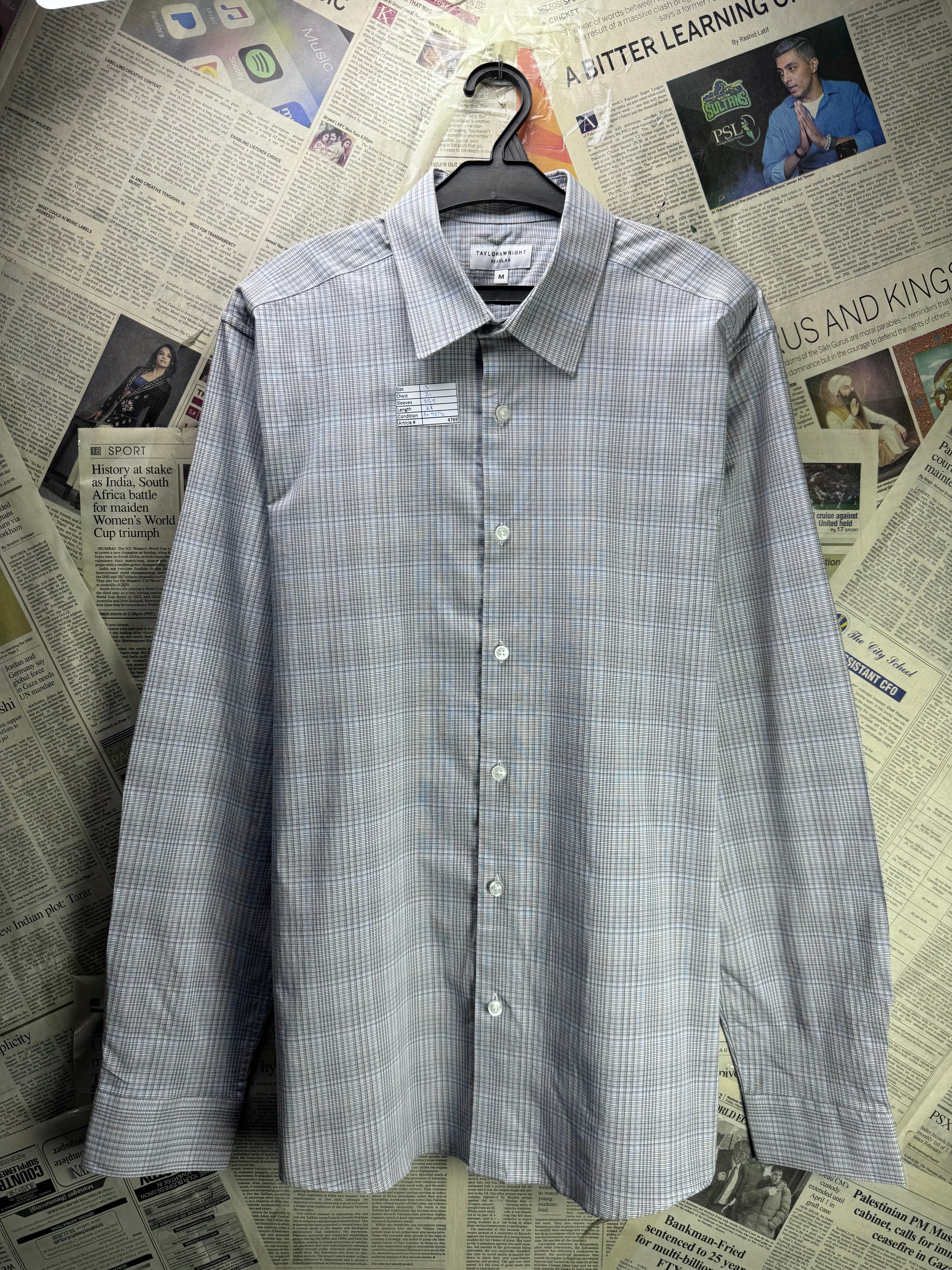 Taylor & Wright® Small | Chest: 21" | Grey | Shirt | Poly - Cotton - Elastane | 4769 - Genuine Maal