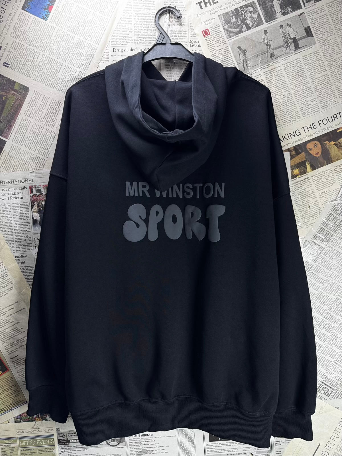 Mr Winston® Large | Chest: 26" Oversize | Black | Hoodie Pullover | Cotton-Poly | M46 - 8050