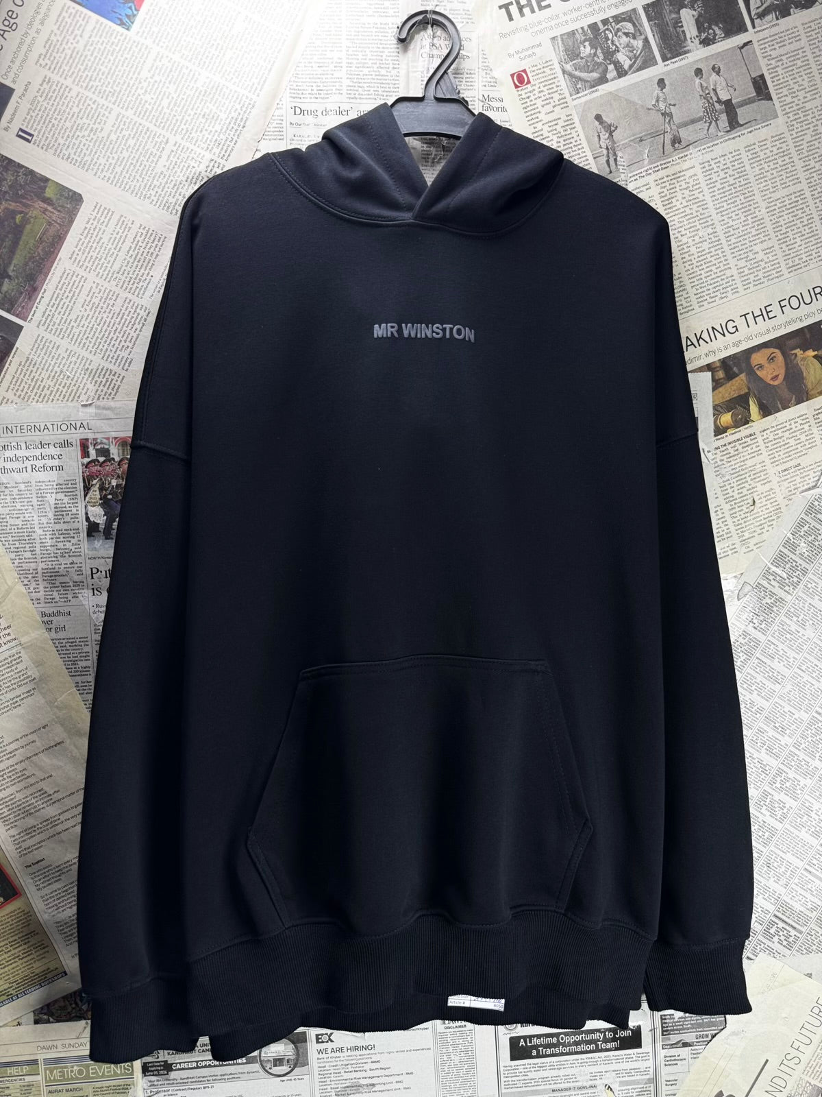 Mr Winston® Large | Chest: 26" Oversize | Black | Hoodie Pullover | Cotton-Poly | M46 - 8050