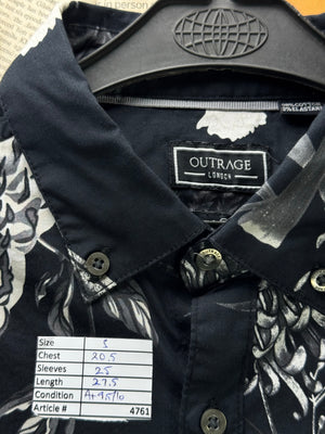 Outrage® Small | Chest: 20.5" | Floral | Shirt | Cotton - Elastane | 4761 - Genuine Maal