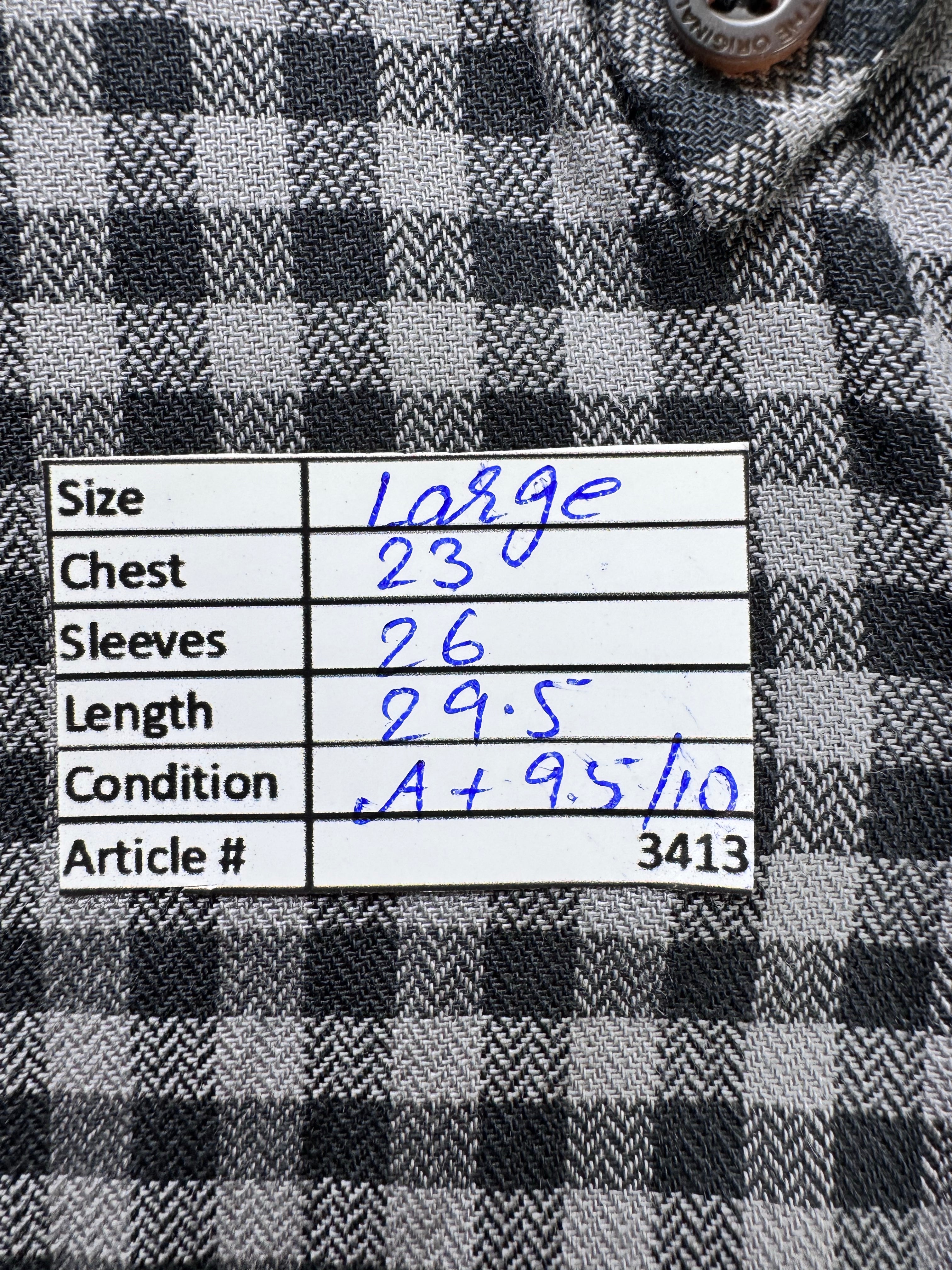 Ben Sherman® Large | Chest: 23" | Grey & Black Check | Shirt | Cotton | 3413 - Genuine Maal