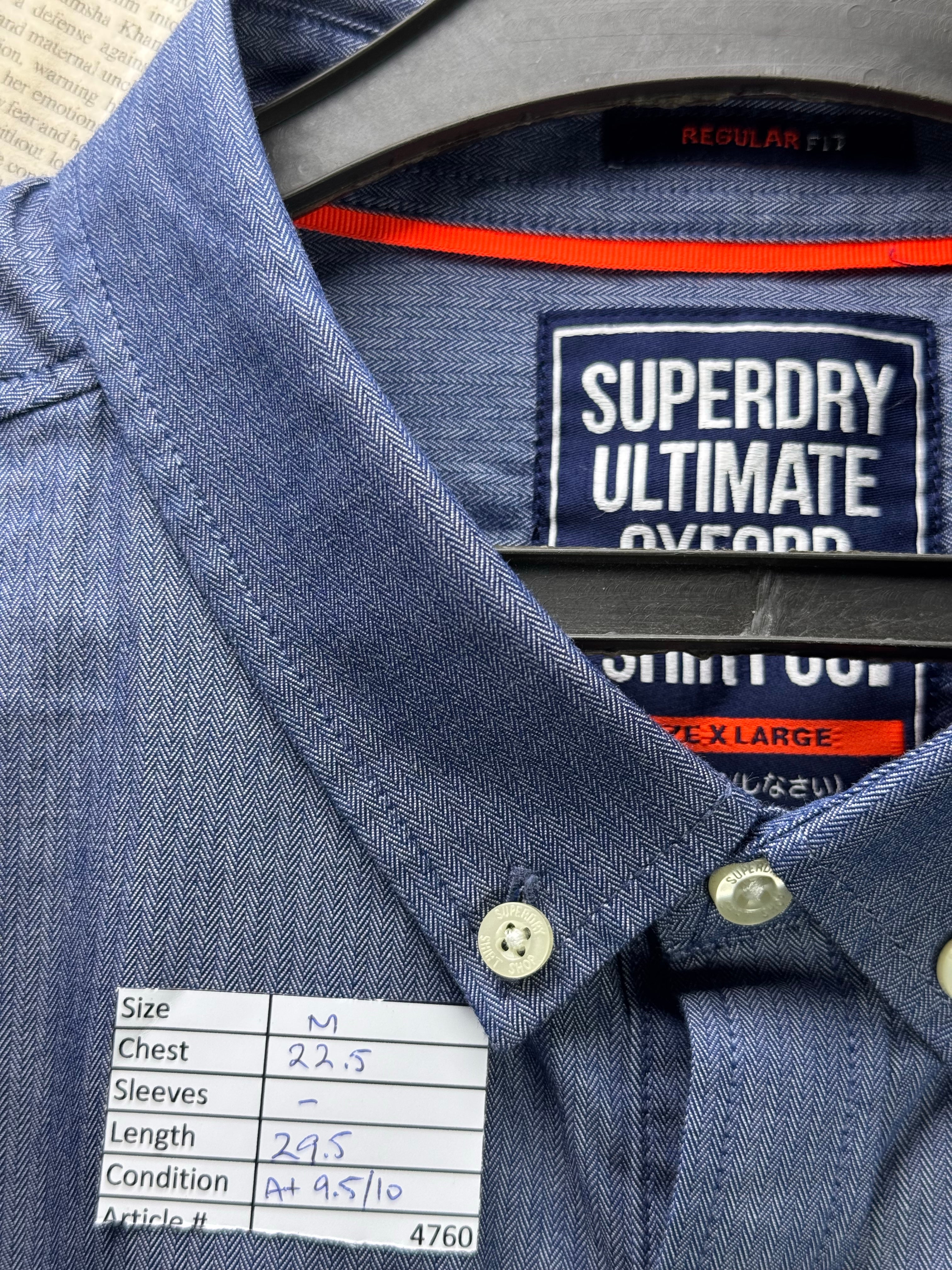 Superdry® Medium | Chest: 22.5" | Blue | Shirt | Cotton | 4760 - Genuine Maal