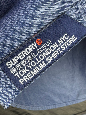 Superdry® Medium | Chest: 22.5" | Blue | Shirt | Cotton | 4760 - Genuine Maal