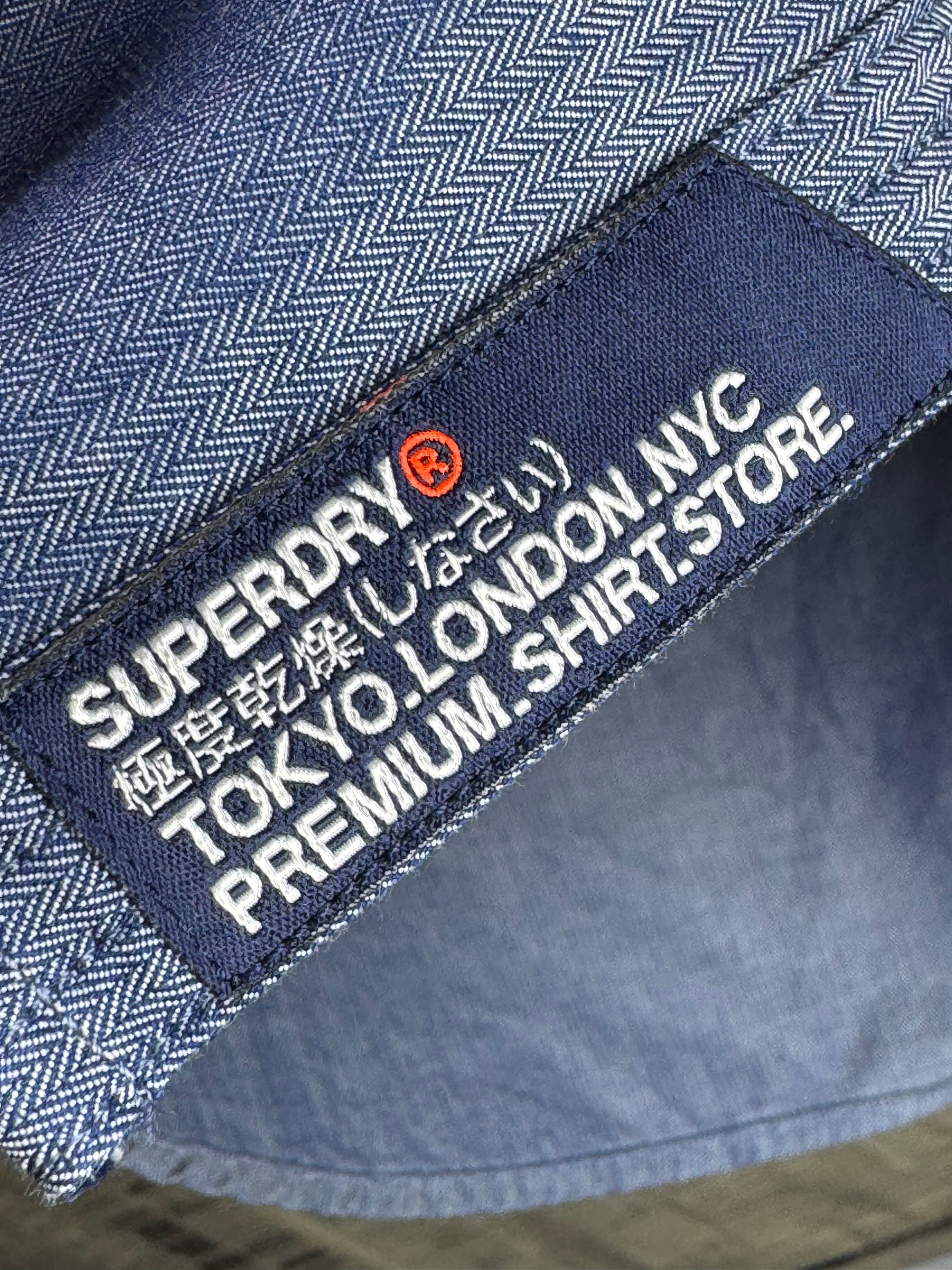 Superdry® Medium | Chest: 22.5" | Blue | Shirt | Cotton | 4760 - Genuine Maal
