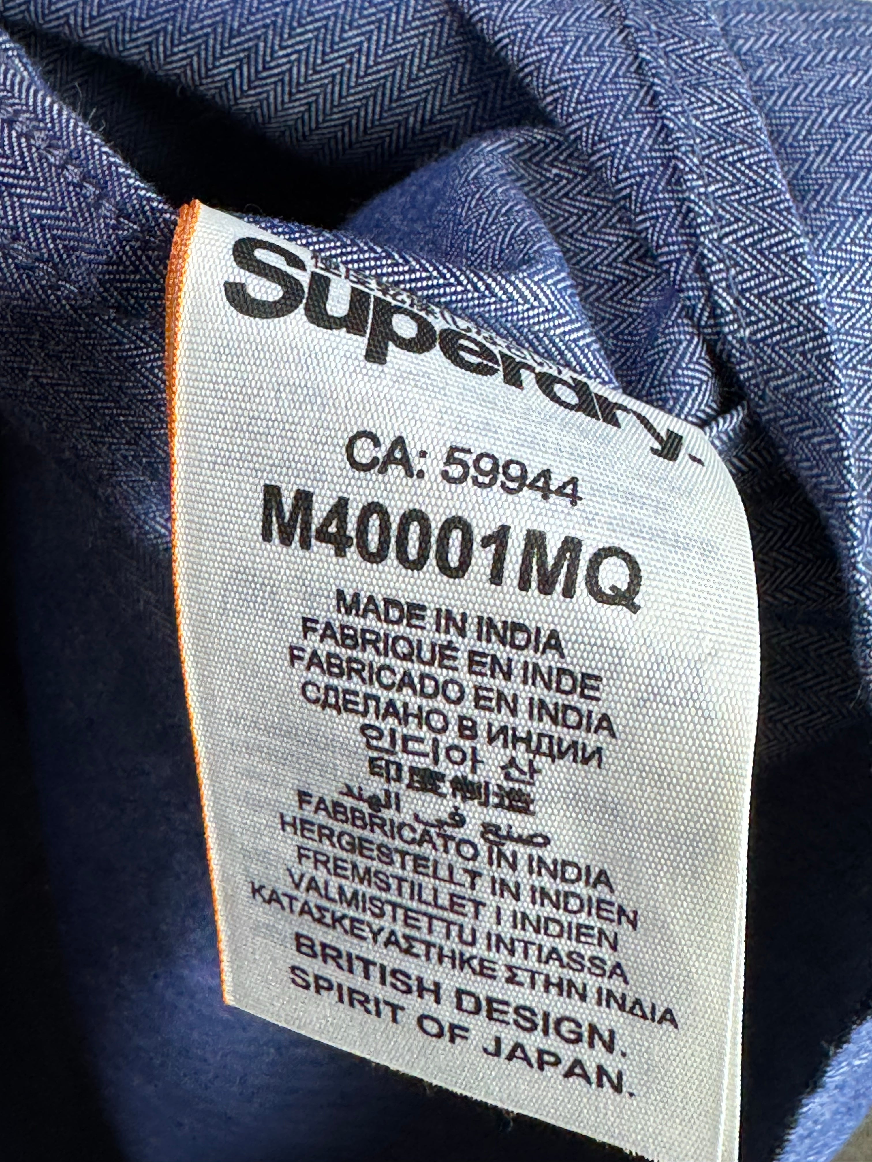 Superdry® Medium | Chest: 22.5" | Blue | Shirt | Cotton | 4760 - Genuine Maal