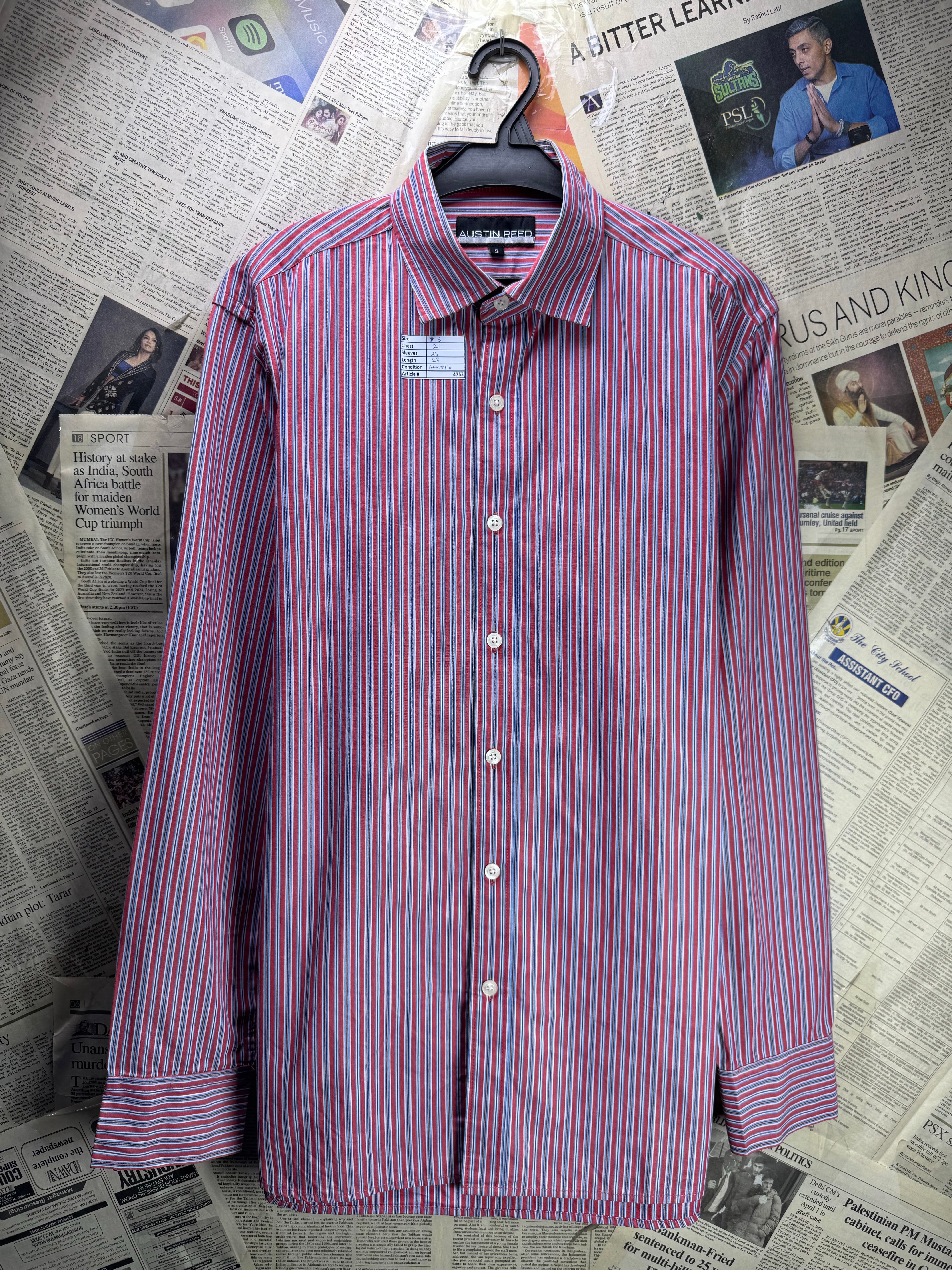 Austin Reed® Small | Chest: 21" | Stripe | Shirt | Cotton | 4753 - Genuine Maal