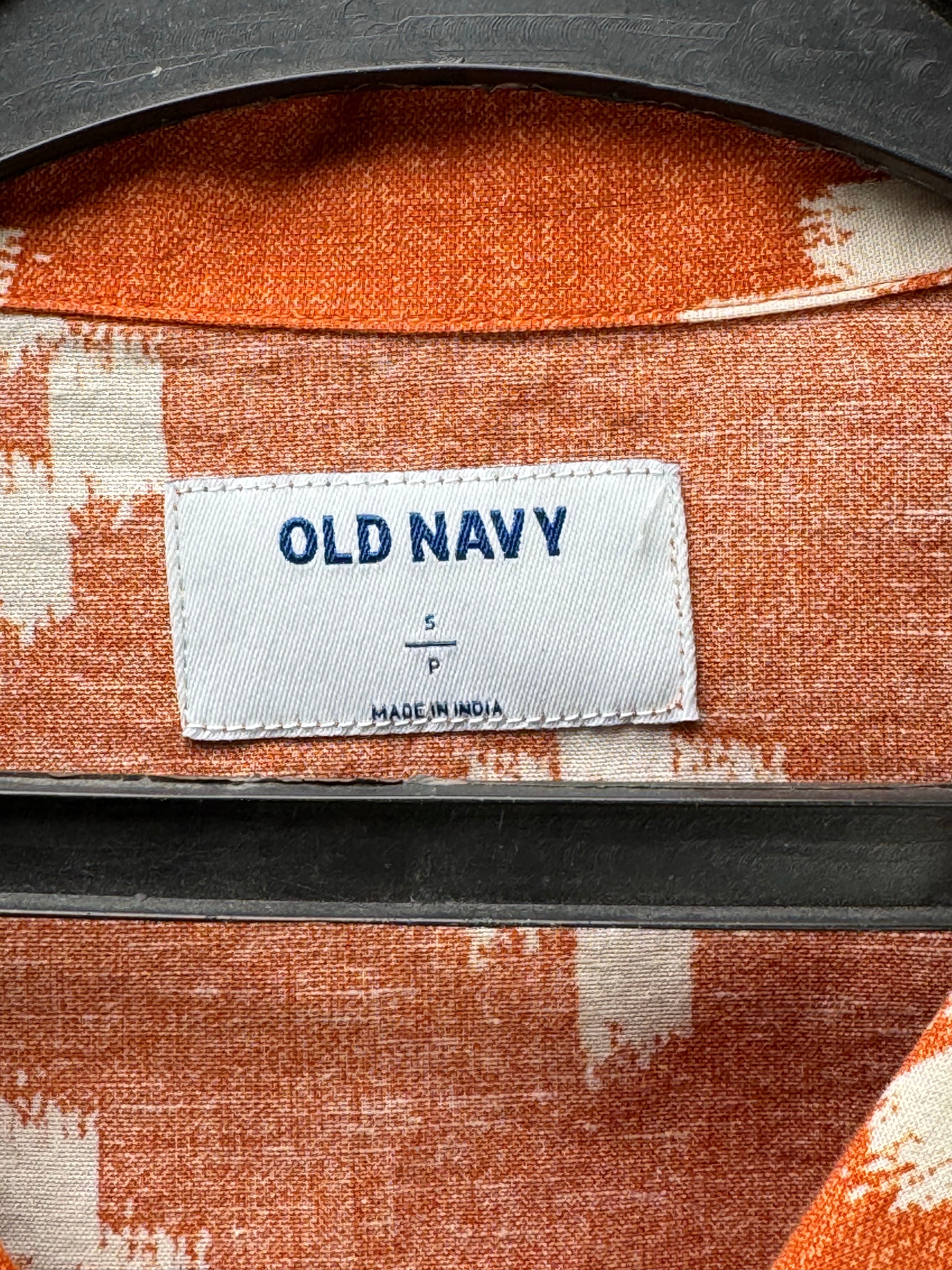 Old Navy® Small | Chest: 21" | Burnt Orange | Camp Shirt | Cotton - Hemp | 4372 - Genuine Maal
