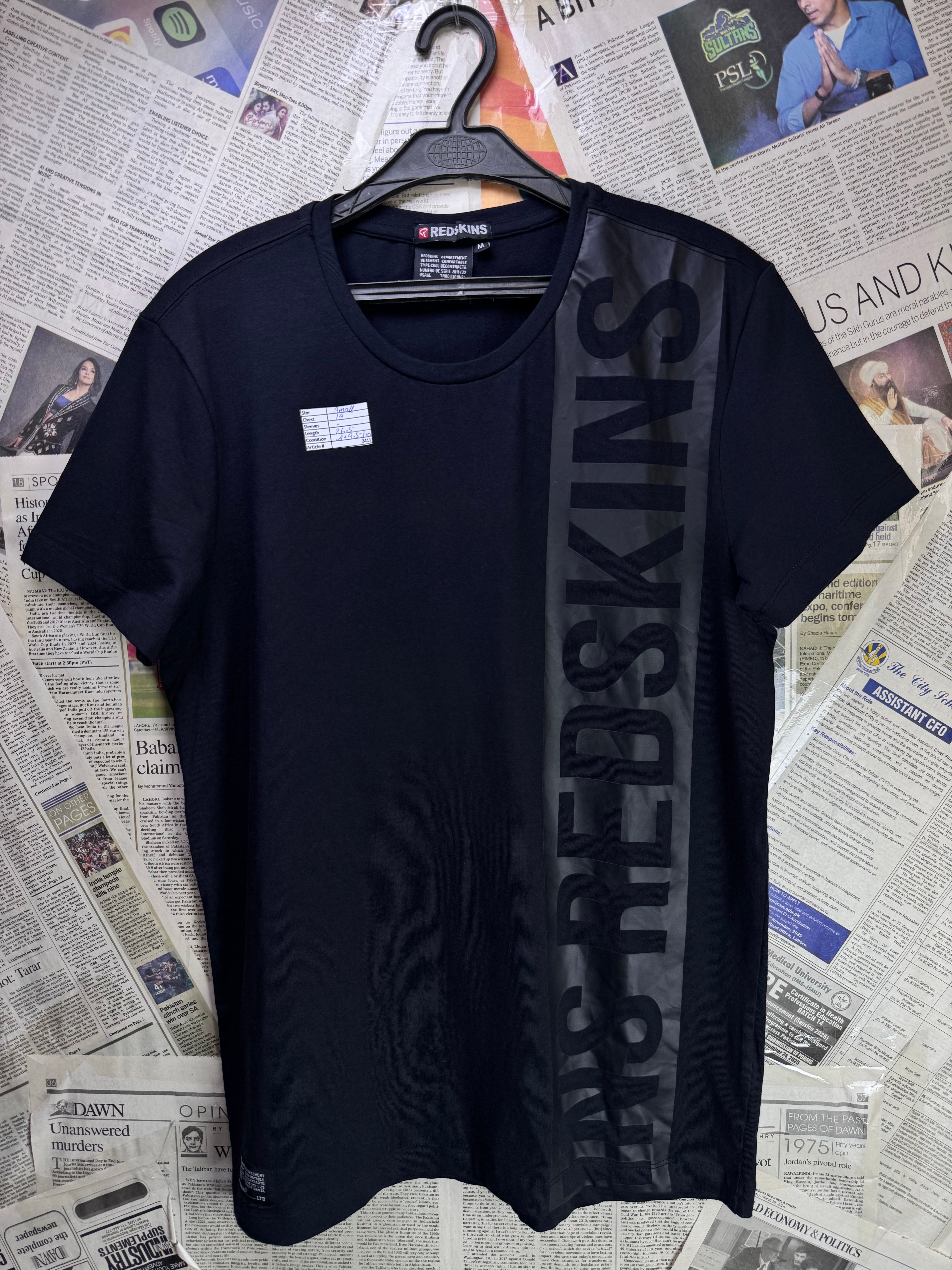 RedSkins® Small | Chest: 19" | Black | T-Shirt | Cotton - Elastane | 3411 - Genuine Maal