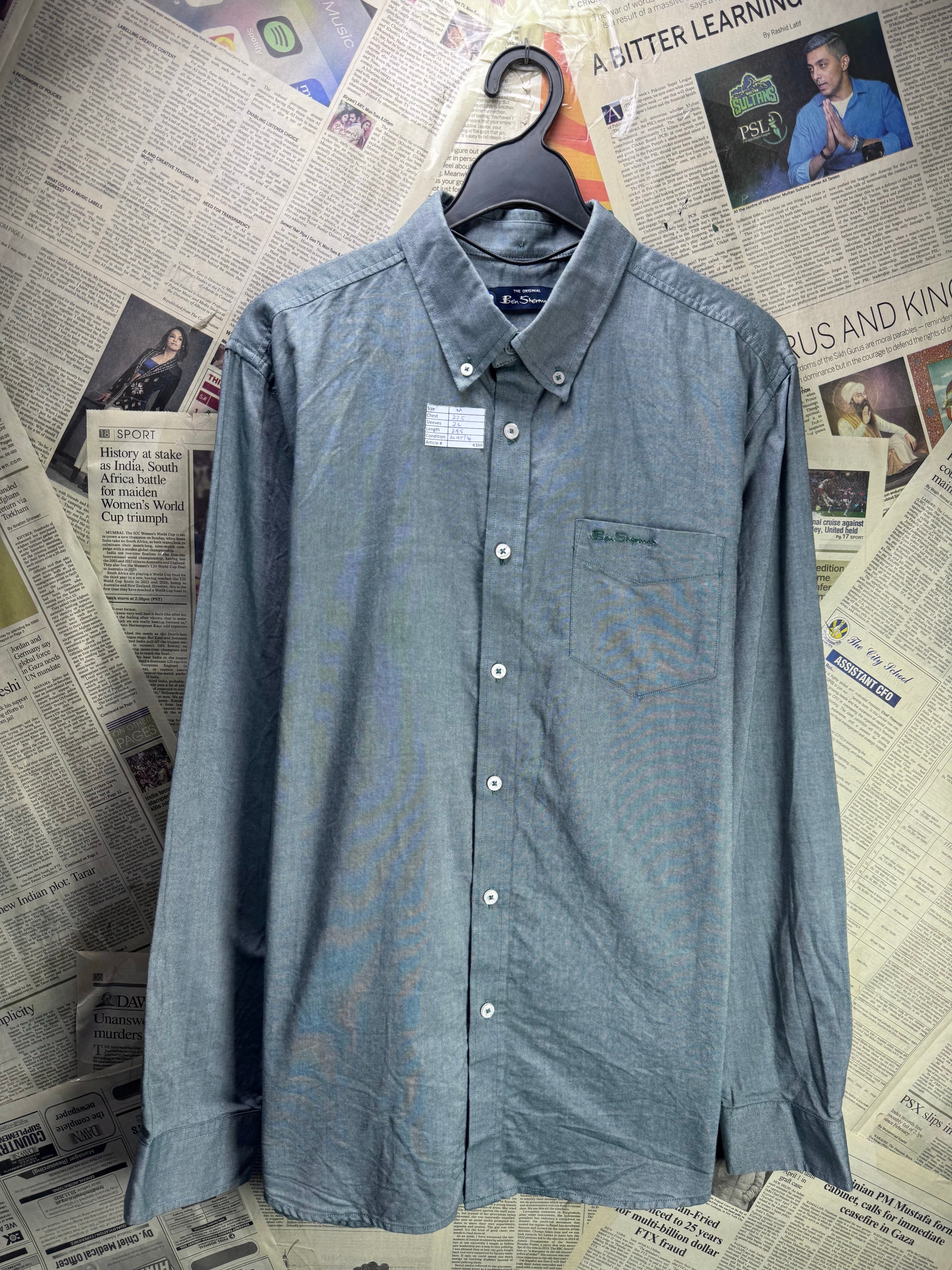 Ben Sherman® Medium | Chest: 22.5" | Dark Emerald | Oxford Shirt | Cotton | 4388 - Genuine Maal