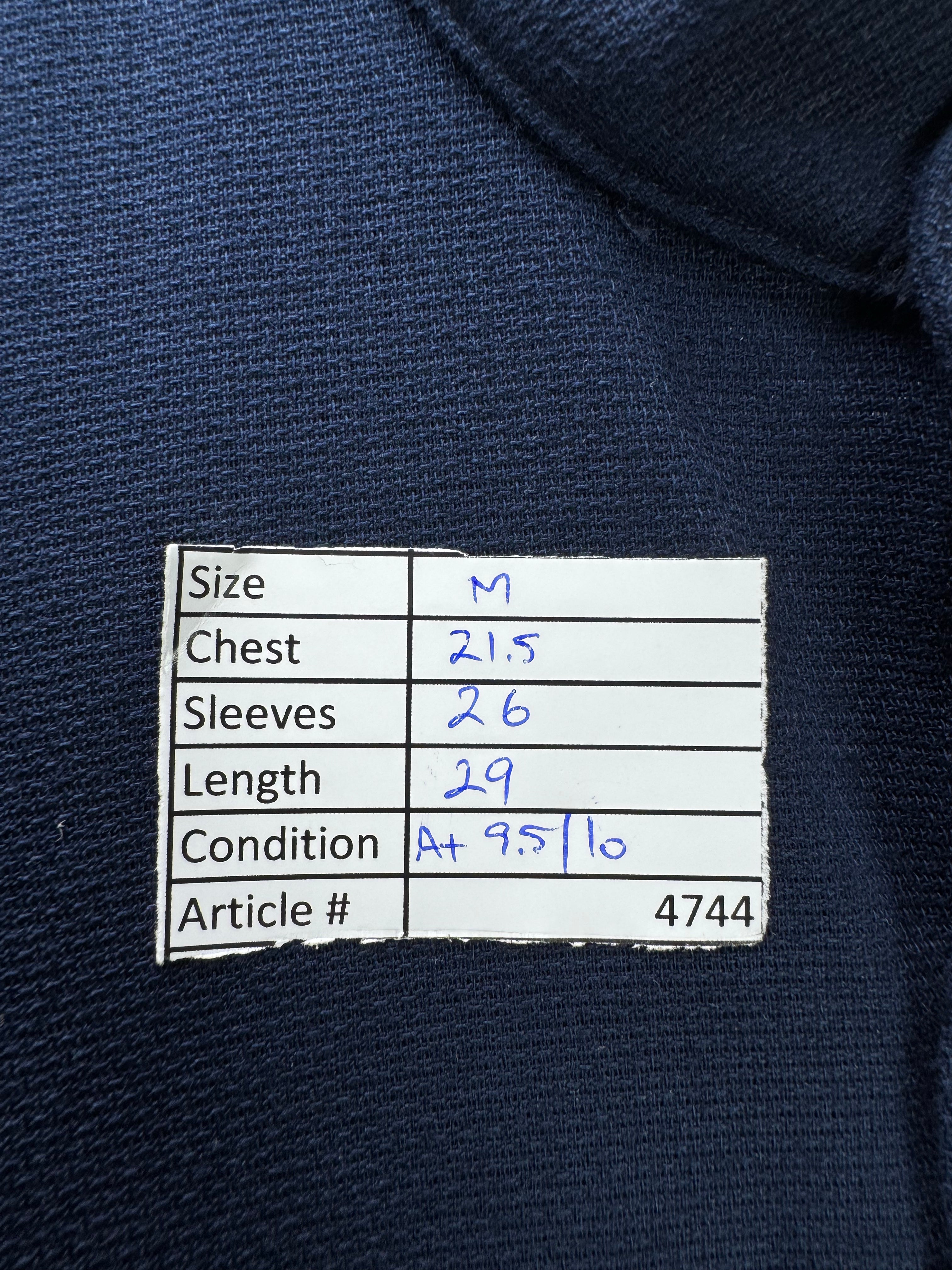 Primark® Medium | Chest: 21.5" | Navy Blue | Band Collar Shirt | Cotton | 4744 - Genuine Maal