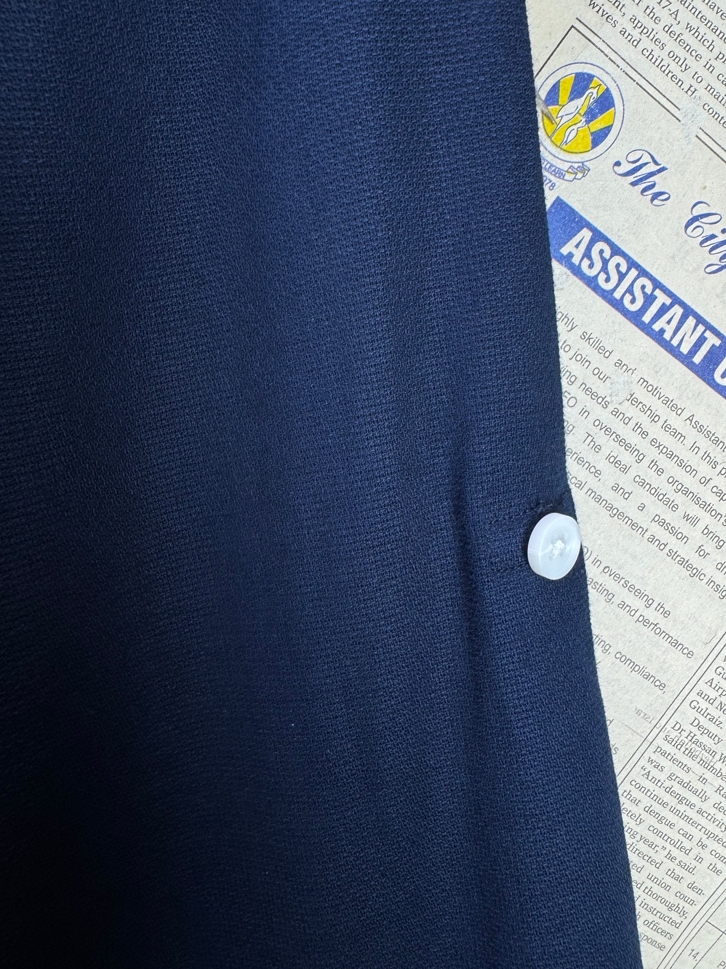 Primark® Medium | Chest: 21.5" | Navy Blue | Band Collar Shirt | Cotton | 4744 - Genuine Maal