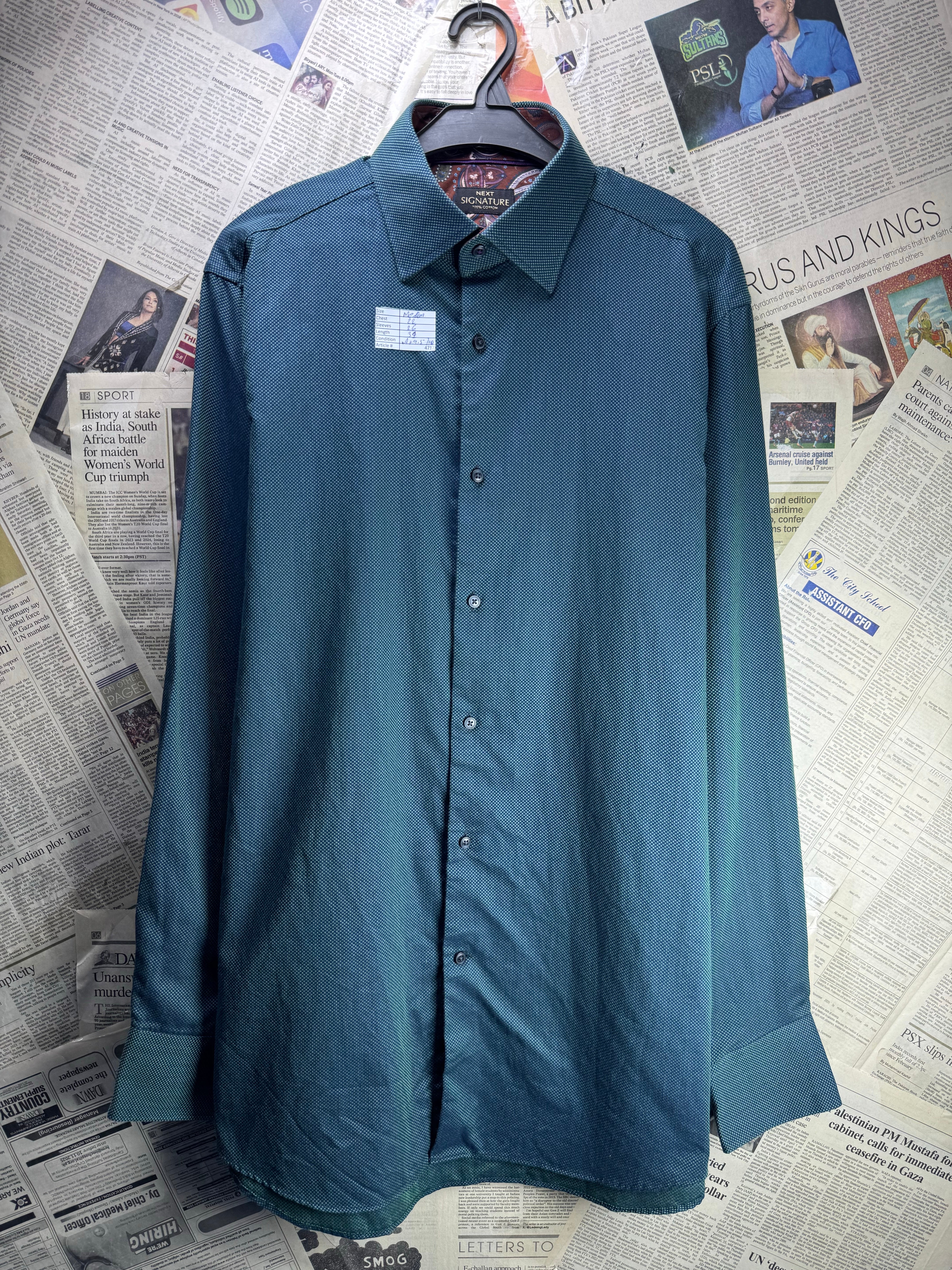 Next® Medium | Chest: 22" | Blue | Collar 16" | Shirt | Cotton | 4717 - Genuine Maal