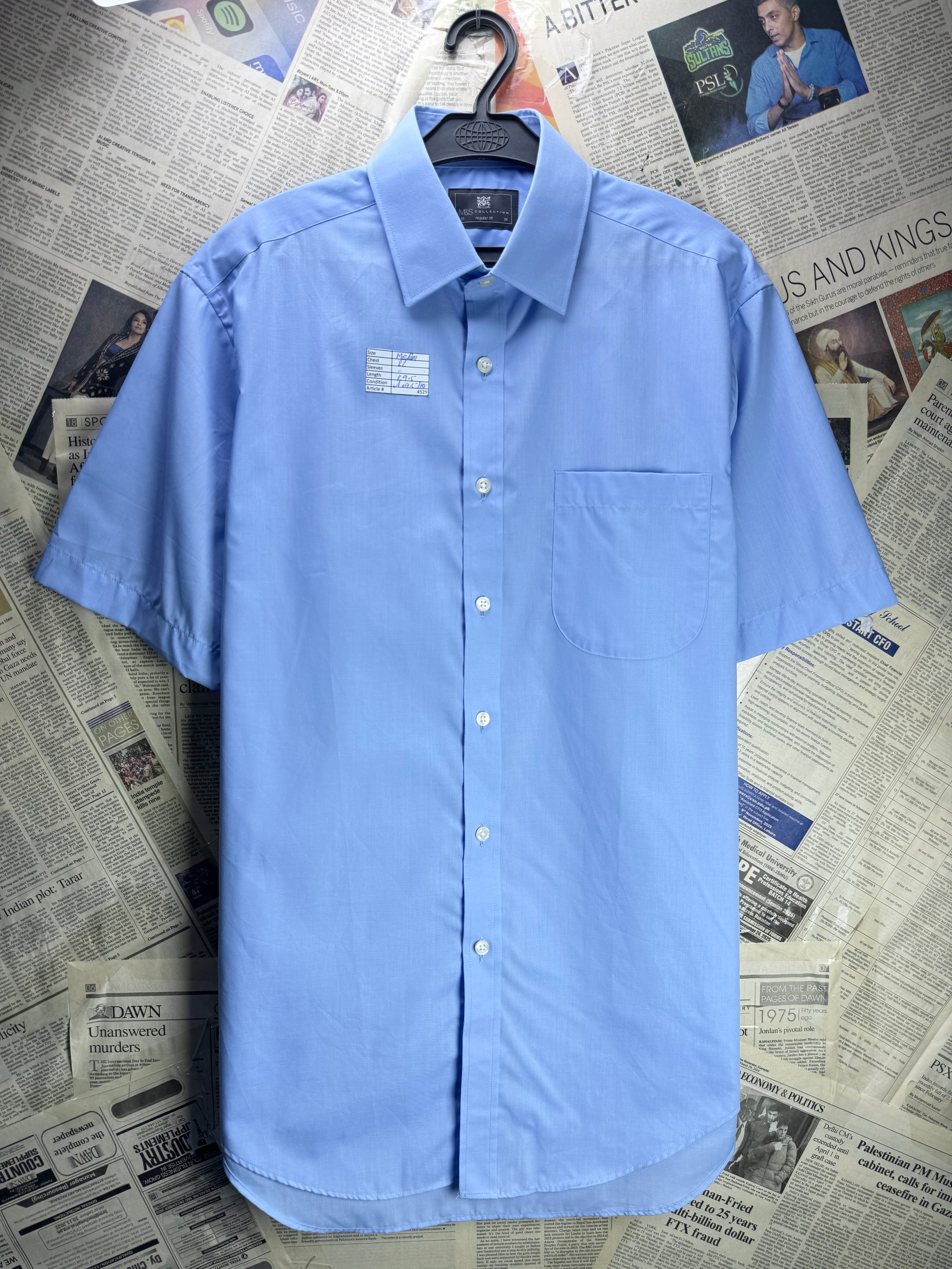 M&S® Medium | Chest: 22" | Blue | Collar 15" | Shirt | Poly - Cotton | 4529 - Genuine Maal