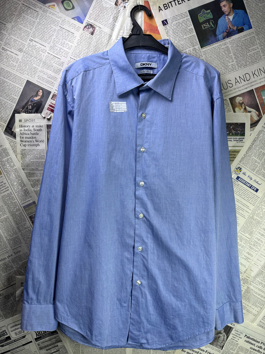 Dkny® XL | Chest: 25.5" | Sky Blue | Shirt | Cotton | 3216 - Genuine Maal