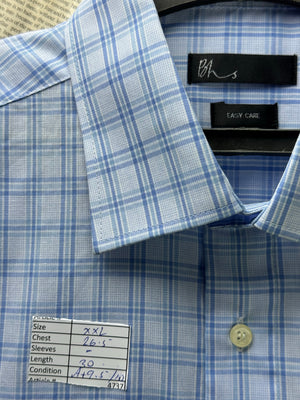 Bhs® XXL | Chest: 26.5" | Check | Collar 17" Shirt | Cotton - Poly | 4737 - Genuine Maal