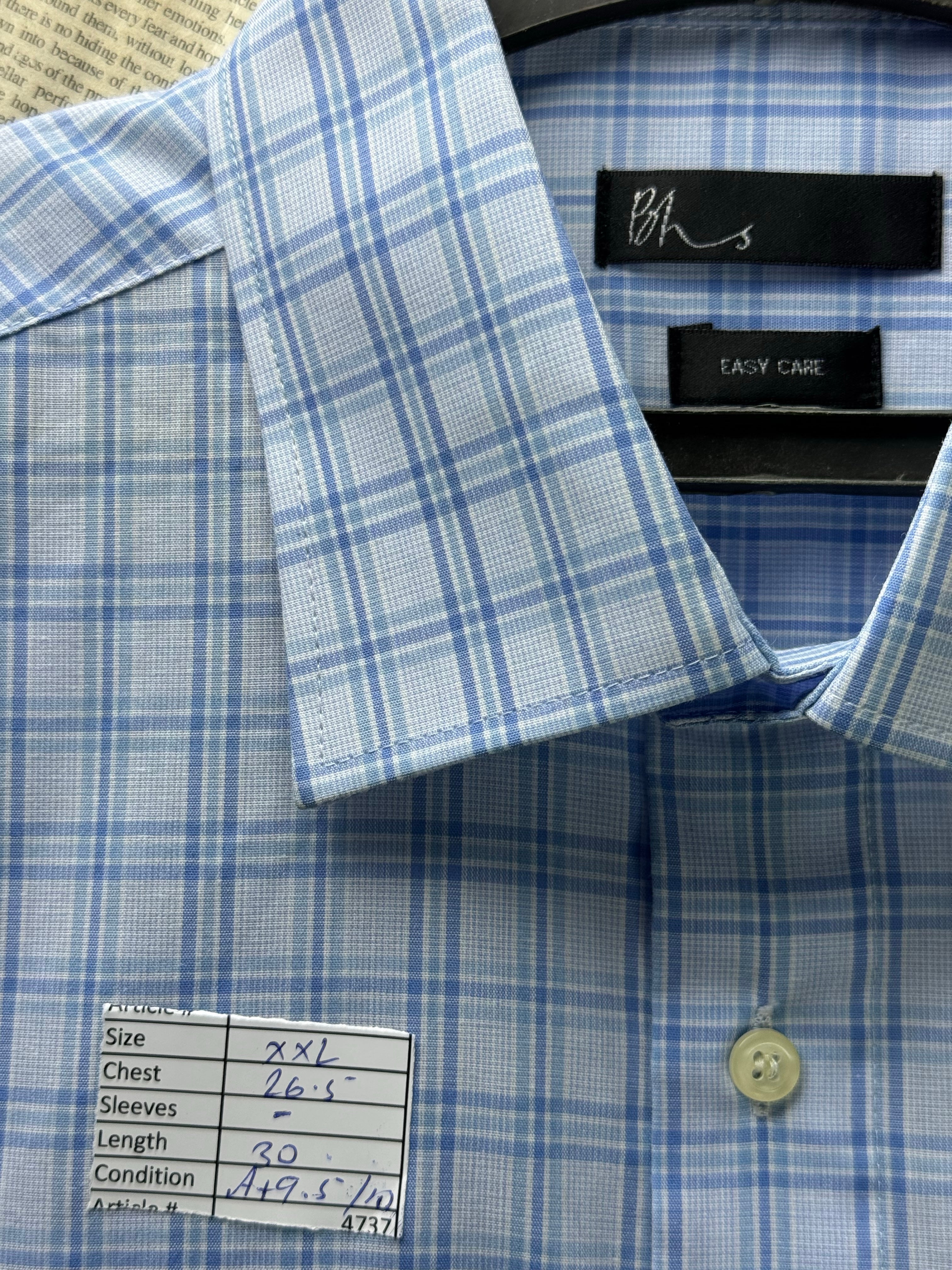Bhs® XXL | Chest: 26.5" | Check | Collar 17" Shirt | Cotton - Poly | 4737 - Genuine Maal