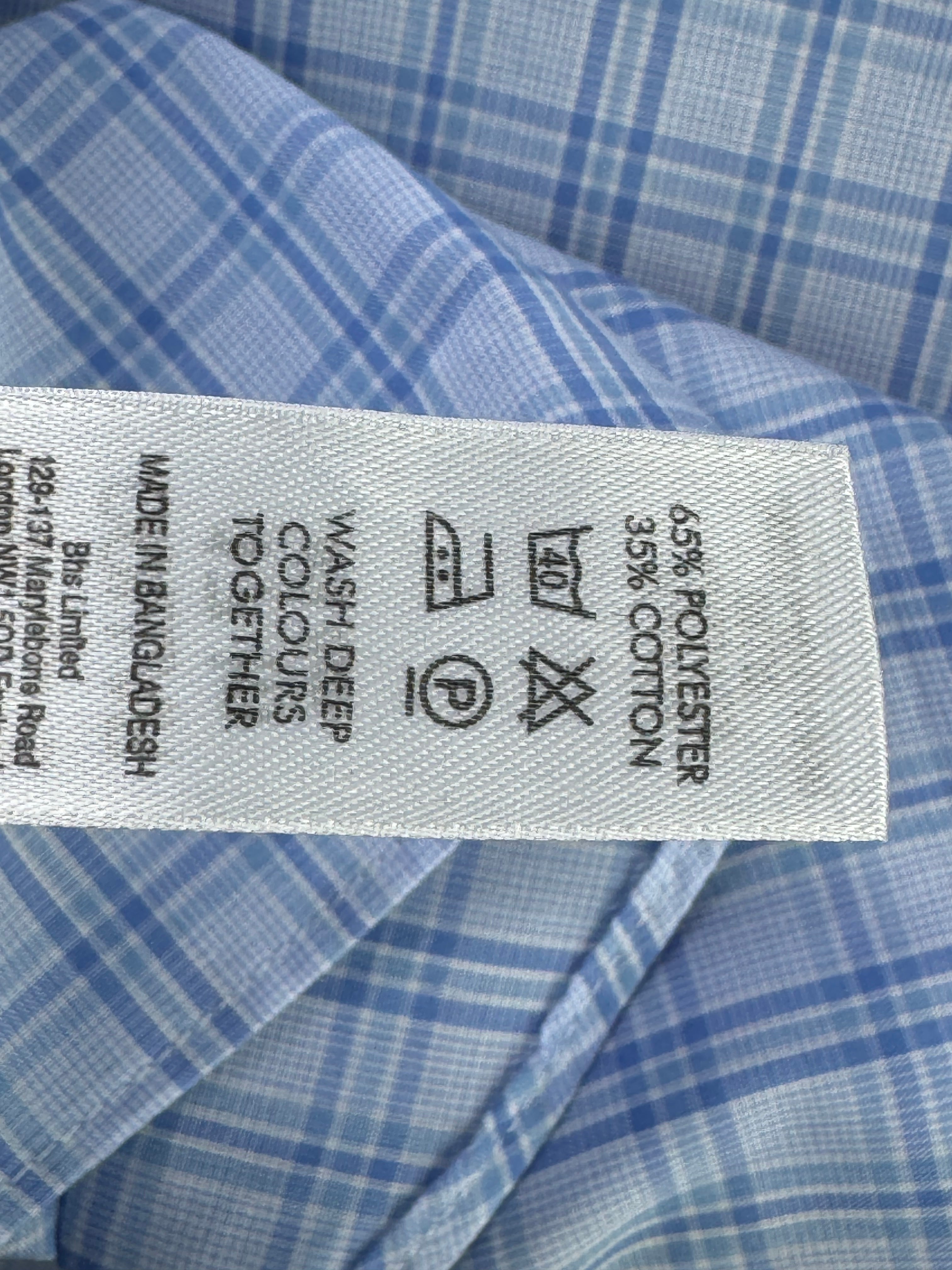 Bhs® XXL | Chest: 26.5" | Check | Collar 17" Shirt | Cotton - Poly | 4737 - Genuine Maal