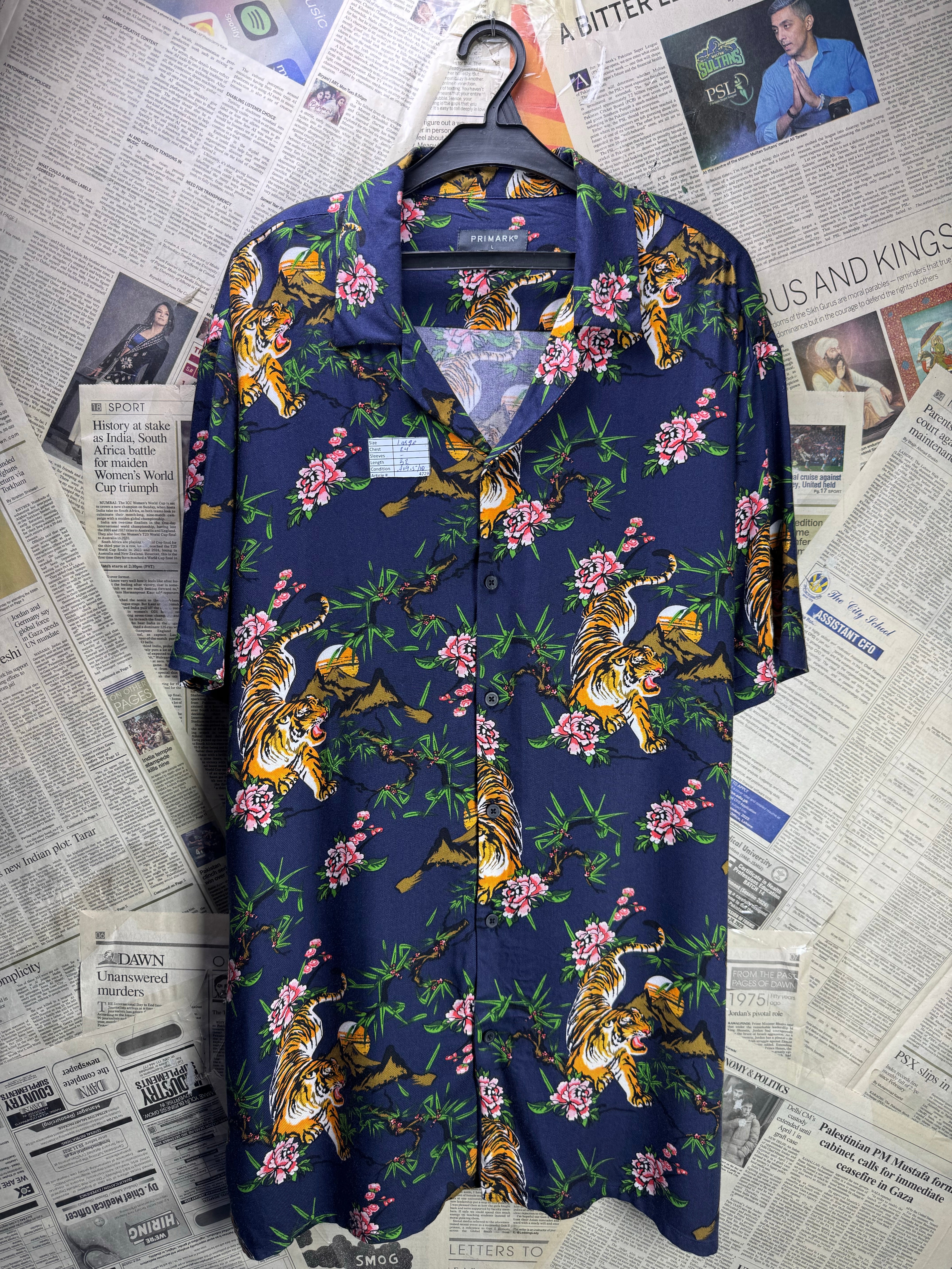 Primark® Large | Chest: 24" | Floral | Shirt | Viscose | 4729 - Genuine Maal