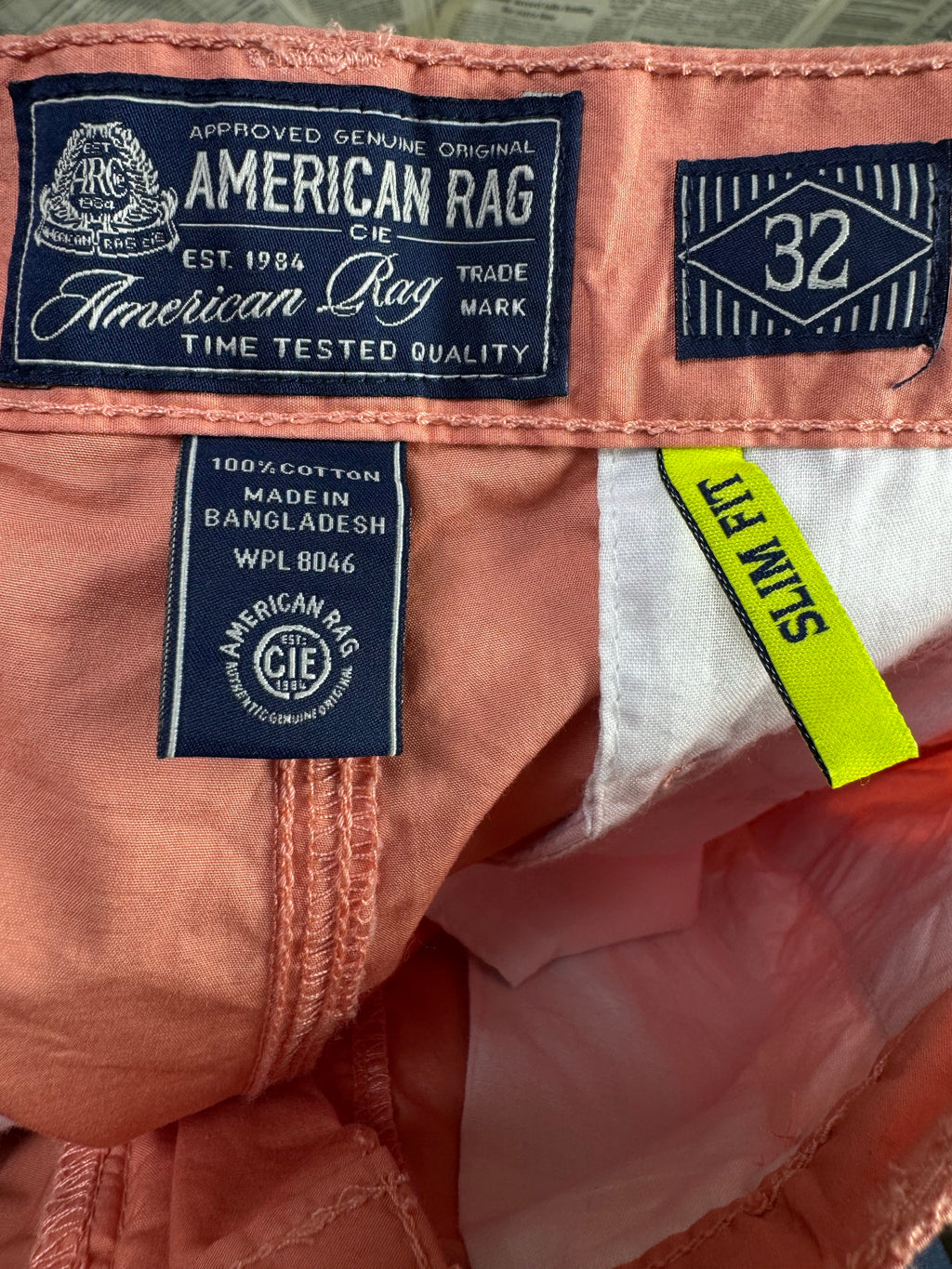 American Rag® Waist: 32" | Pastel Peach | Slim Fit Golf Shorts | Cotton | 1184 - Genuine Maal